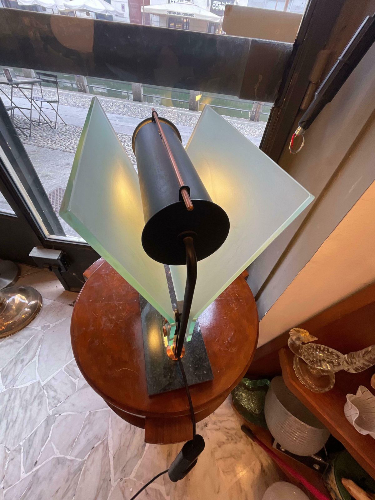 Table Lamp   Glass, Marble And Metal   Made In Italy 1980s photo 2164.0