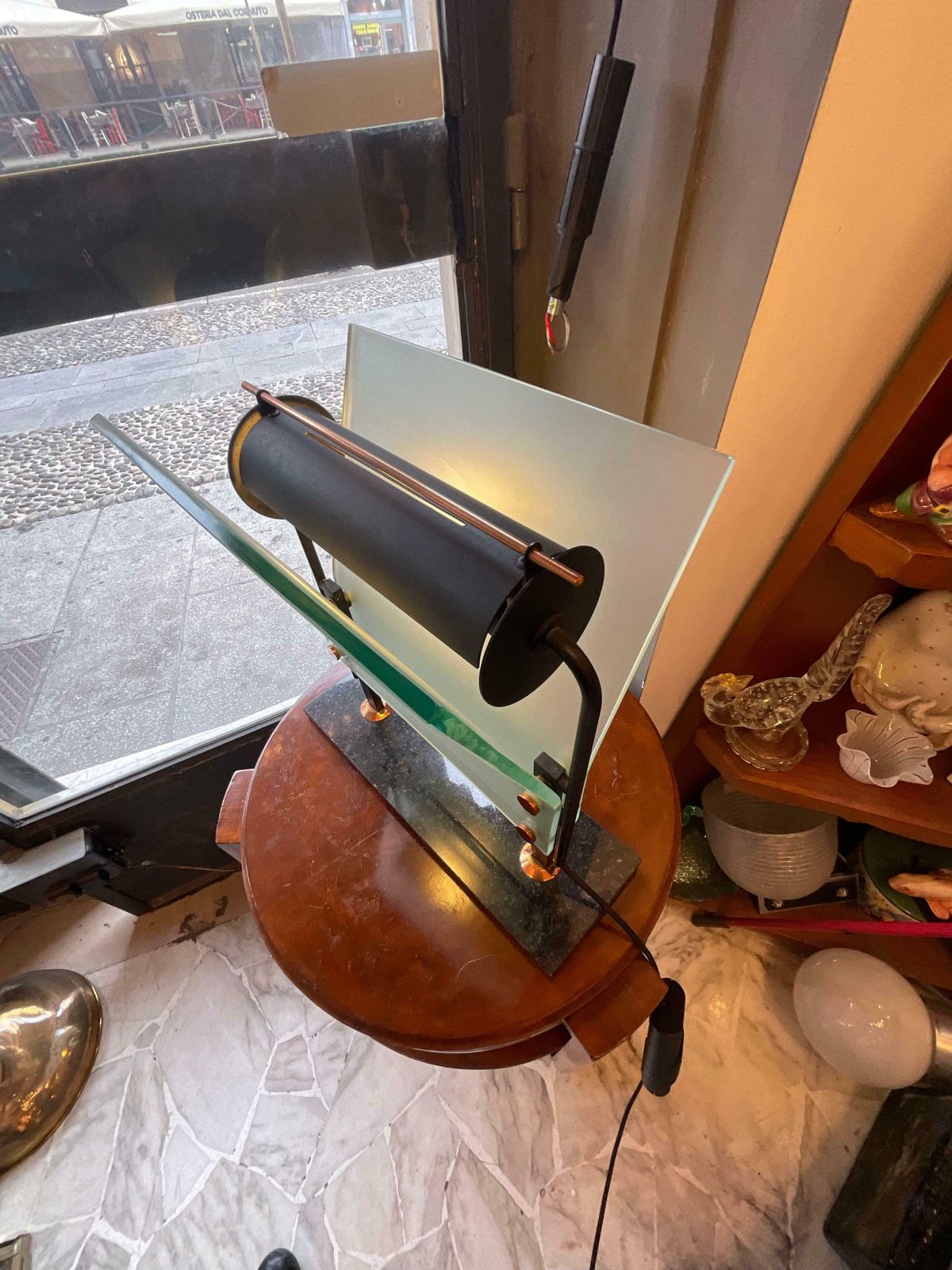 Table Lamp   Glass, Marble And Metal   Made In Italy 1980s photo vinterior