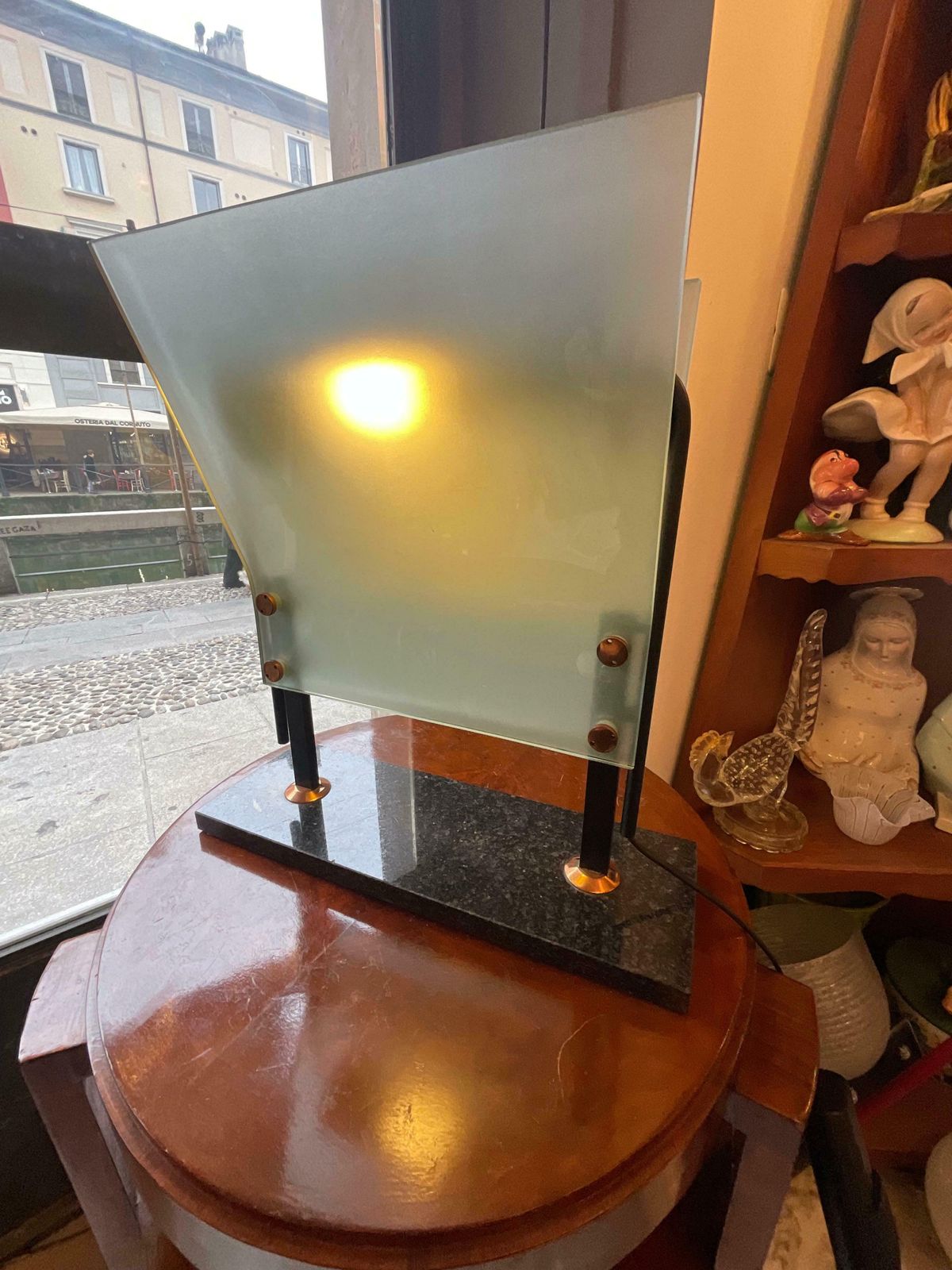 Table Lamp   Glass, Marble And Metal   Made In Italy 1980s photo vintage