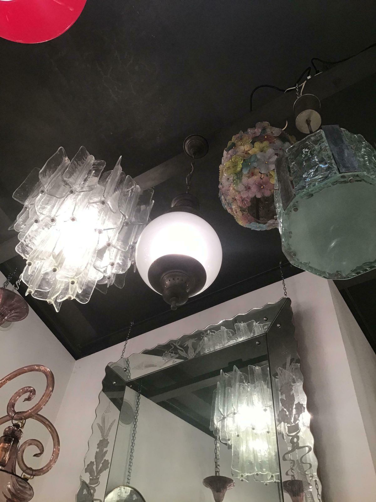 photo furniture Luigi Caccia Dominioni Azucena Chandelier Glass Brass 1950 Italy