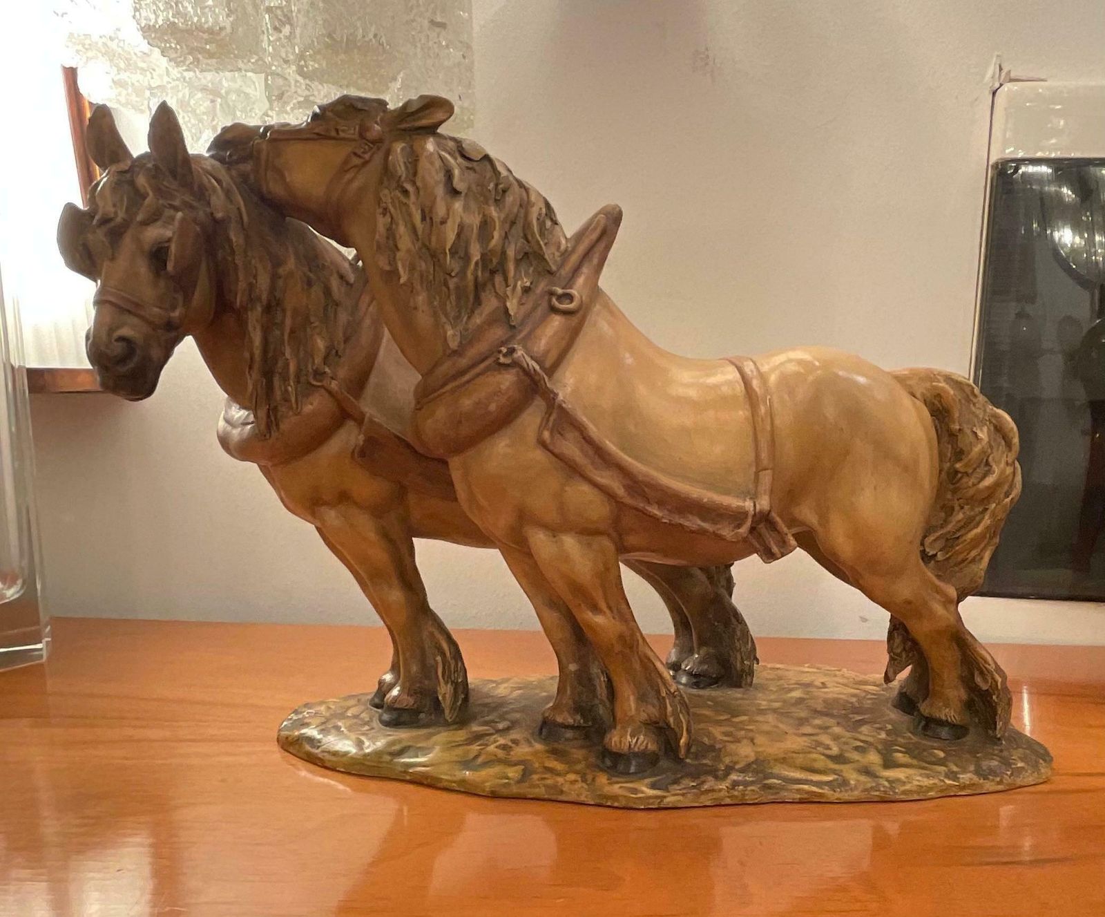 Guido Cacciapuoti   Horses   Art Stoneware   Made In Italy  1940s photo furniture