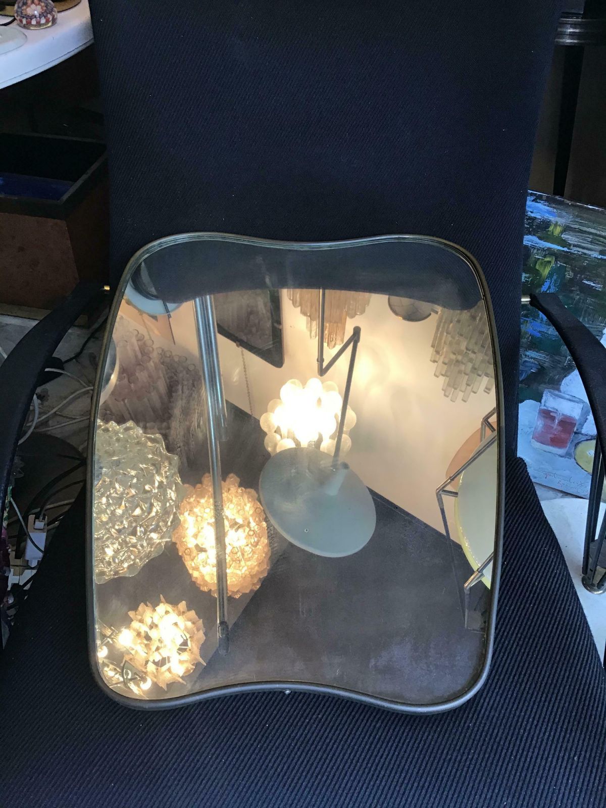 Home Decor Gio Ponti  " Style "Fontana Arte Mirror Brass Wood Glass 1950 Italy photo