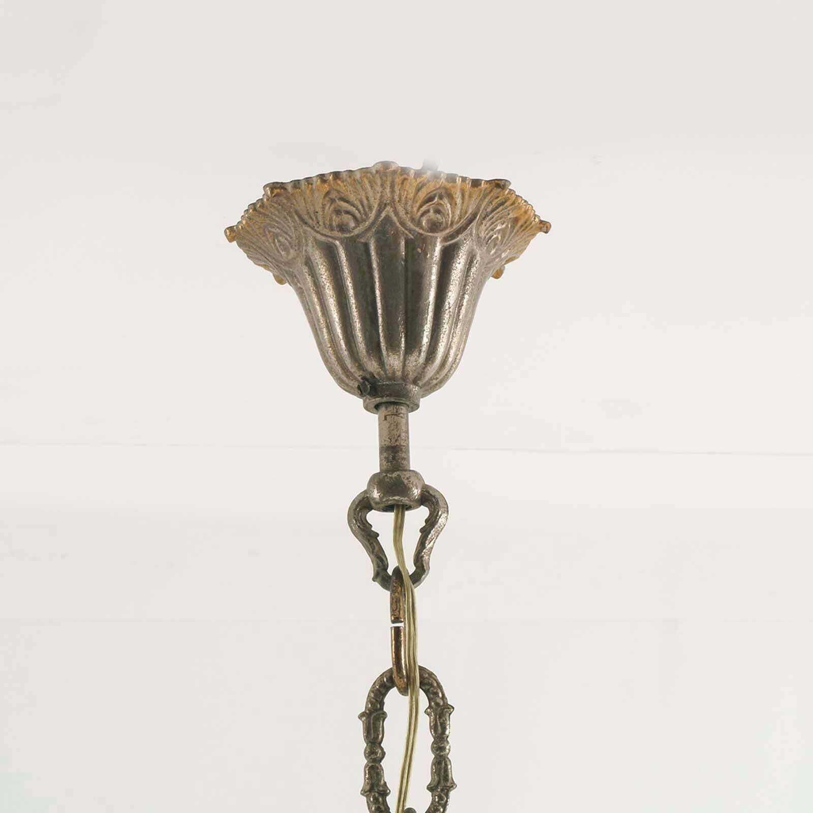 5 Light Italian Chandelier From The 40s In Gilded Bronze And Swarovski Pendants photo buy