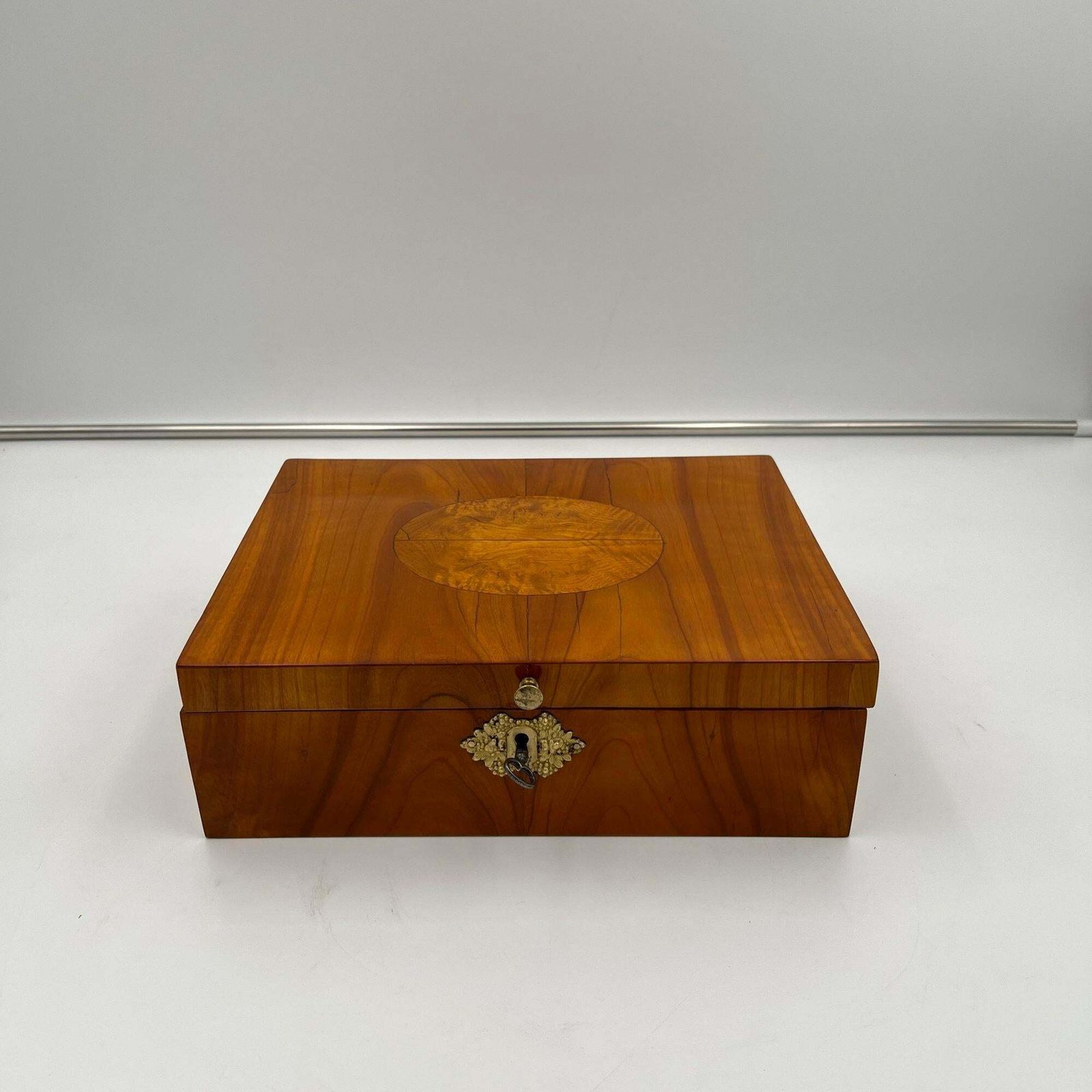 Biedermeier Jewelry Box, Cherry Wood, Ash, Brass, Southern Germany Circa 1820 photo 776.72