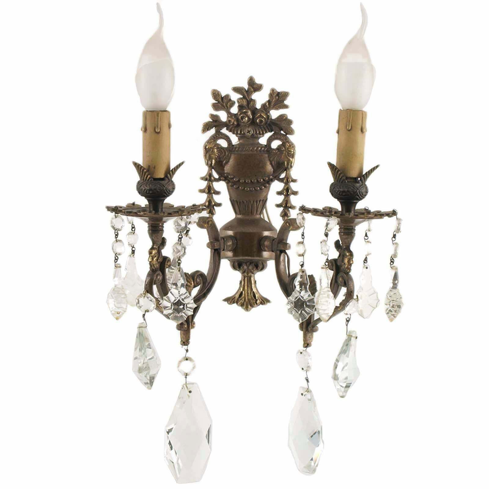 Neoclassical Pair Of Gilded Bronze Appliques With Swarovski Crystals photo for sale