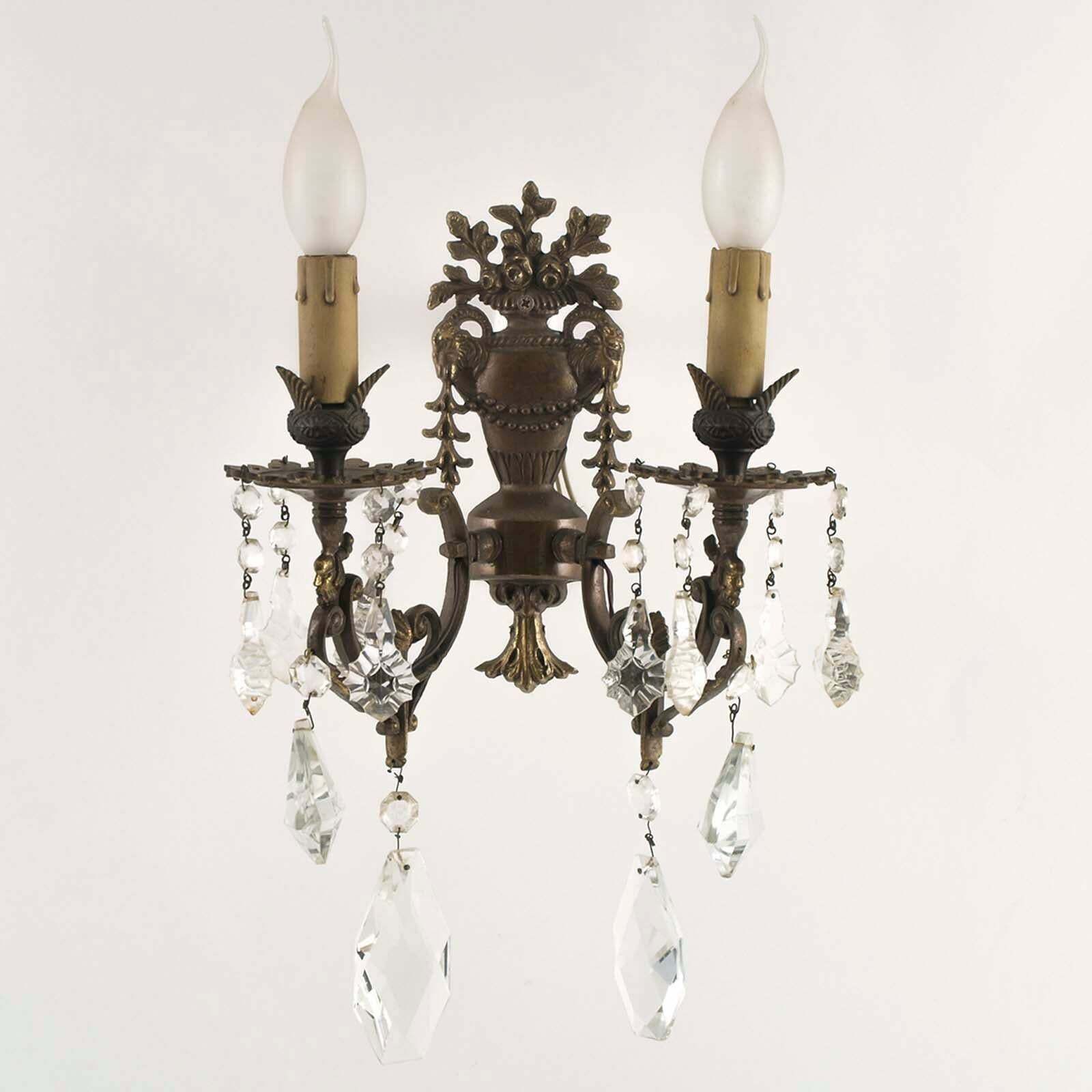 Neoclassical Pair Of Gilded Bronze Appliques With Swarovski Crystals photo 2684.0