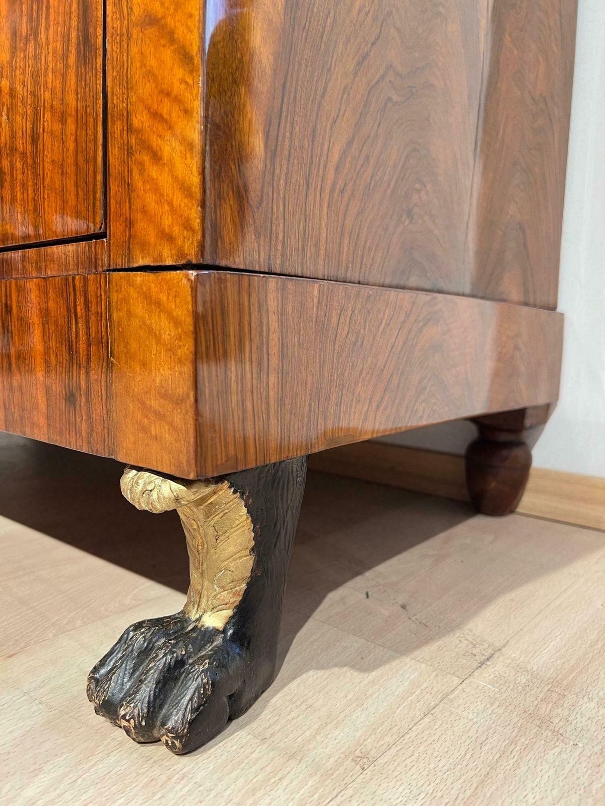 Biedermeier Secretaire, Walnut, Maple, Paw Feet, Austria Circa 1820 photo for sale