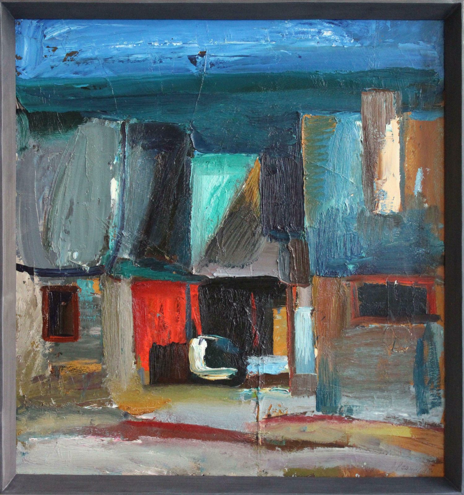 Aleksandr Rodin (1922 2001)courtyard. 1978, Oil On Cardboard, 69x63 Cm1978 photo furniture