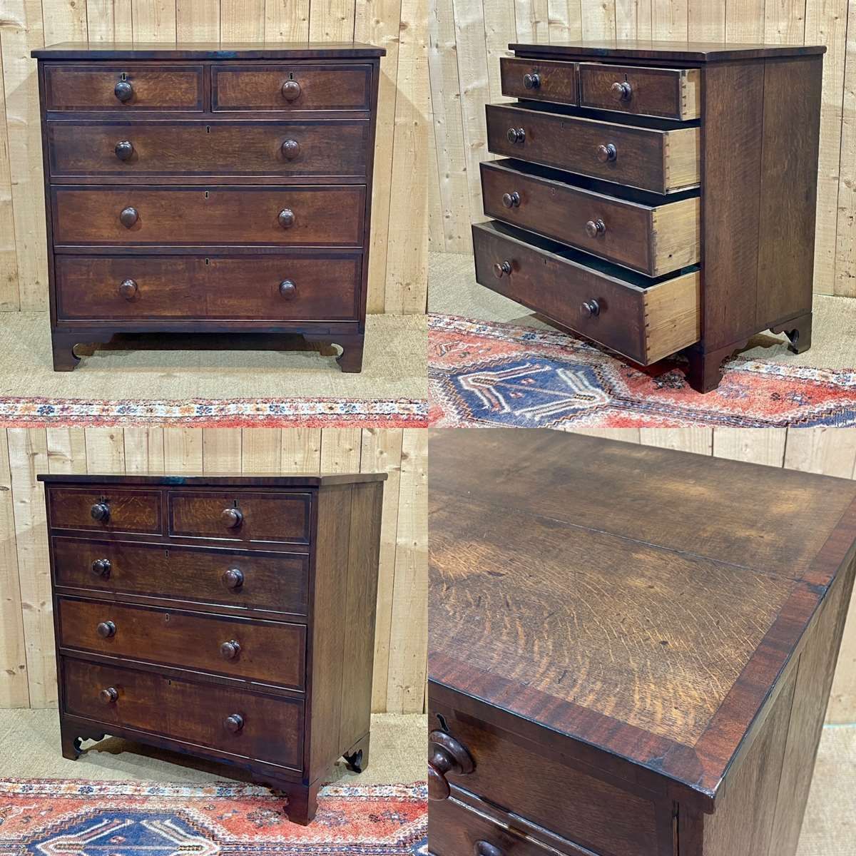 19th Century English Chest Of Drawers In Oak
