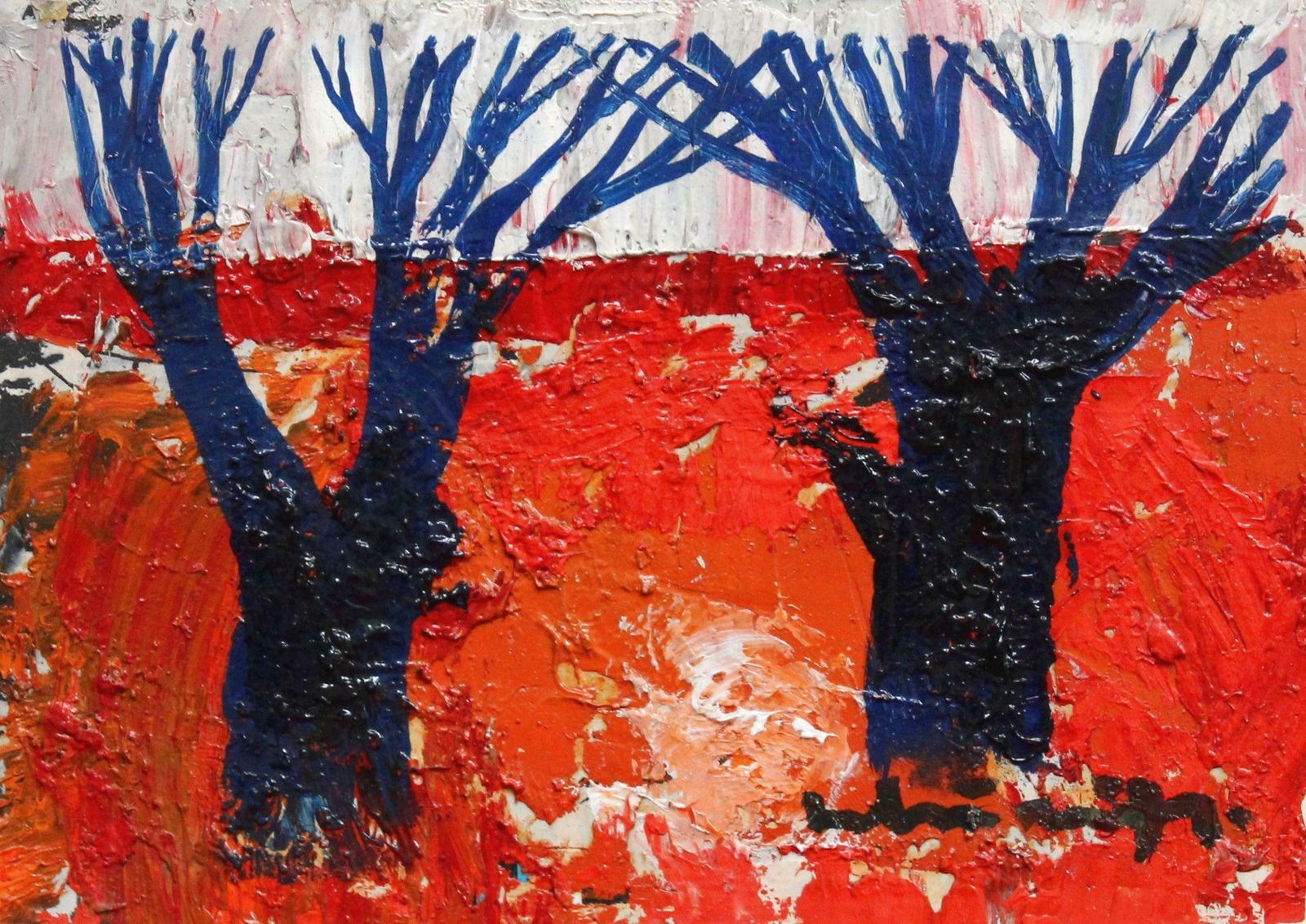 Laimdots Murniekssunrise. Cardboard, Oil, 11x16 Cm