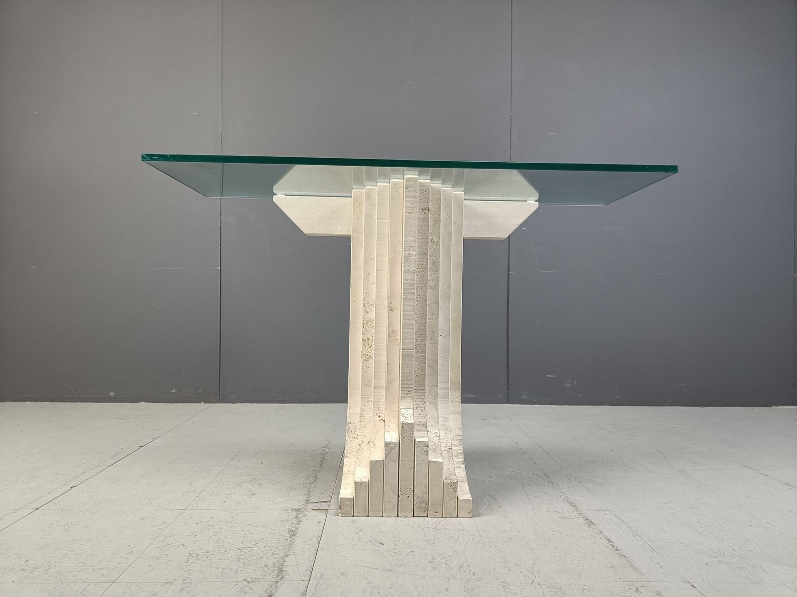 Vintage Travertine Console  In The Manner Of Carlo Scarpa , 1970s photo furniture