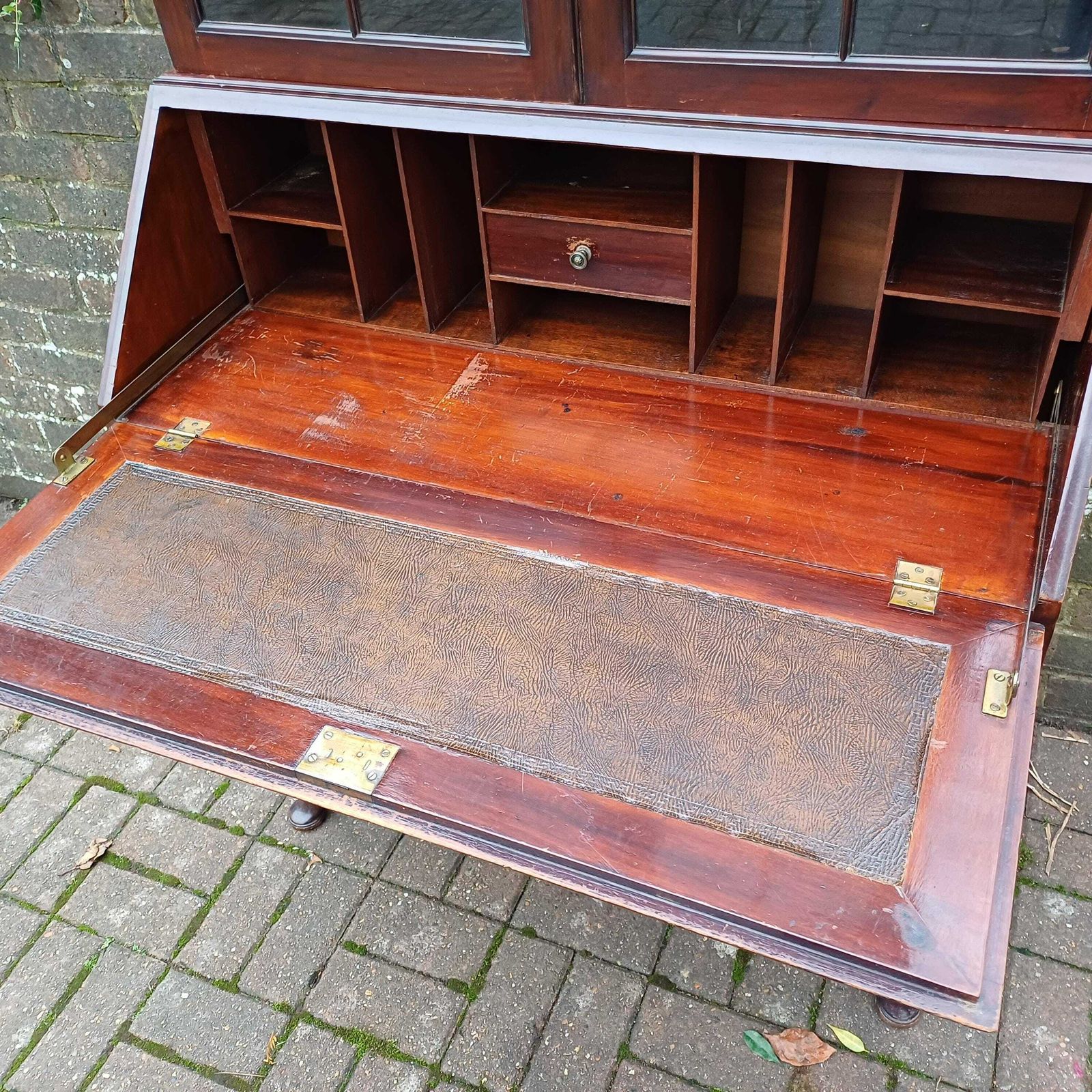 Large Early 20th Century Mahogany Bureau Bookcase Chest Of Drawers Desk Glazed Cupboard photo furniture
