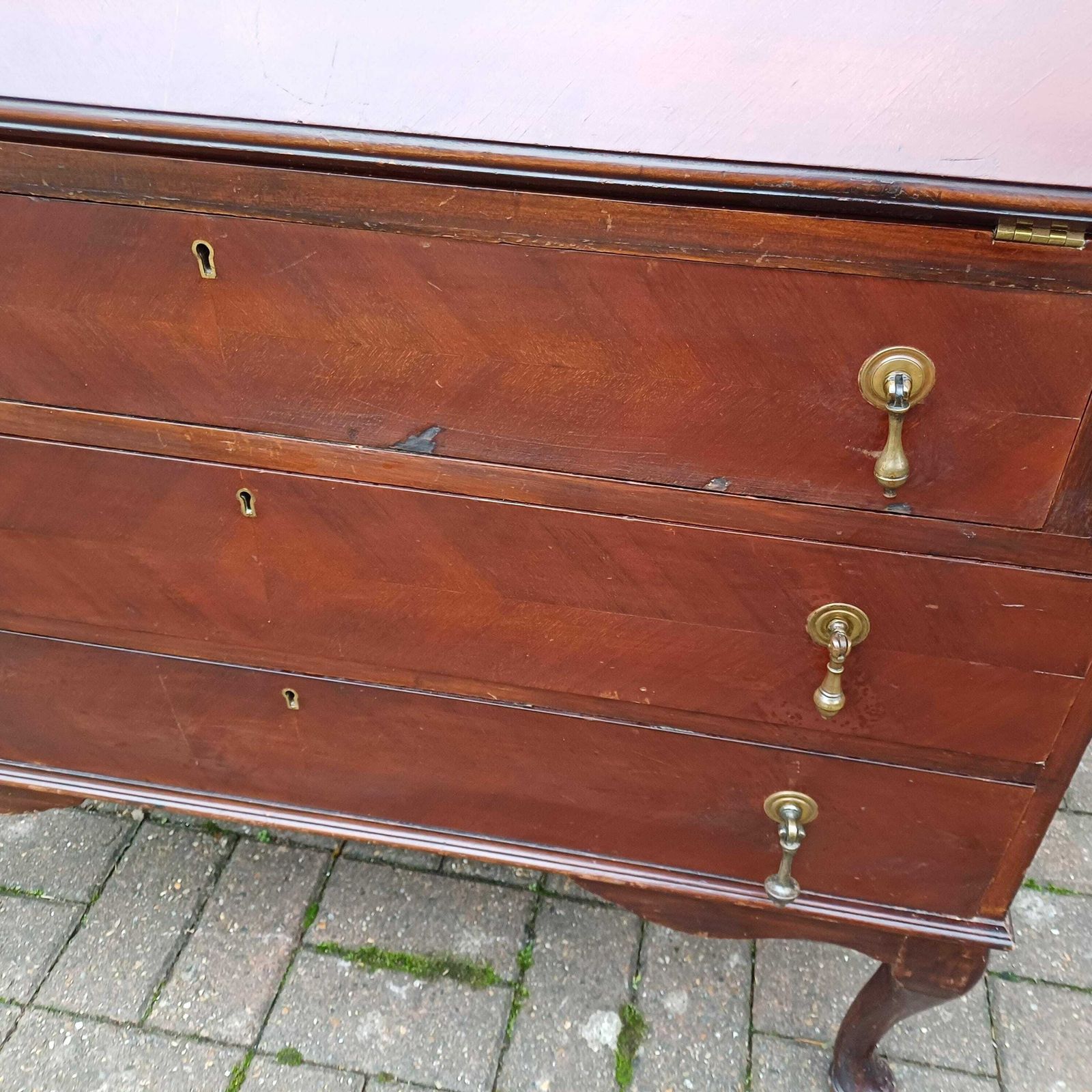 Large Early 20th Century Mahogany Bureau Bookcase Chest Of Drawers Desk Glazed Cupboard photo vintage