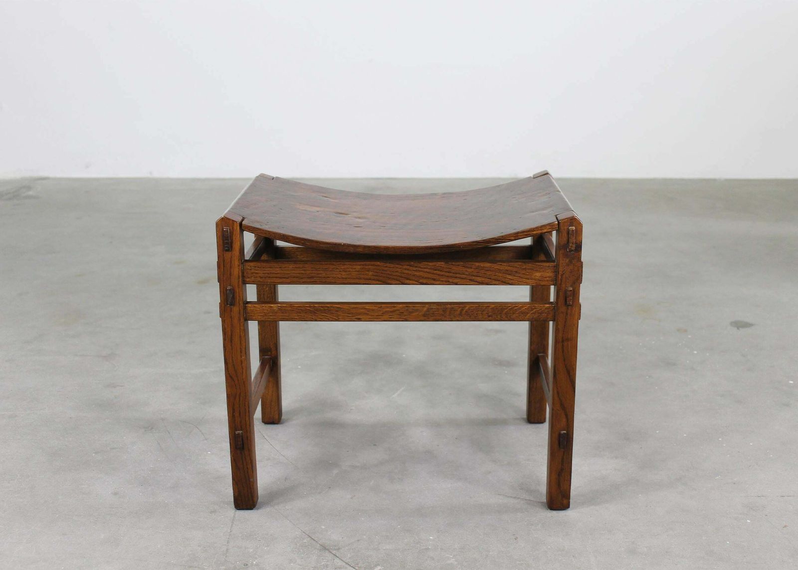 Furniture Giuseppe Rivadossi Set Of Two Stools In Oak Wood By Officina Rivadossi 1970s photo