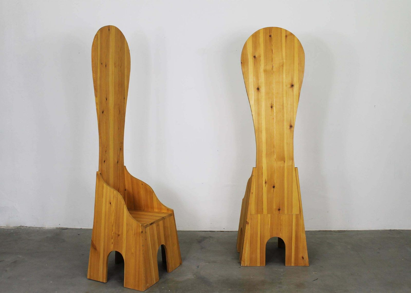 Mario Ceroli Set Of Eight Fratina High Chair In Pine By Poltronova 1972 photo vinterior