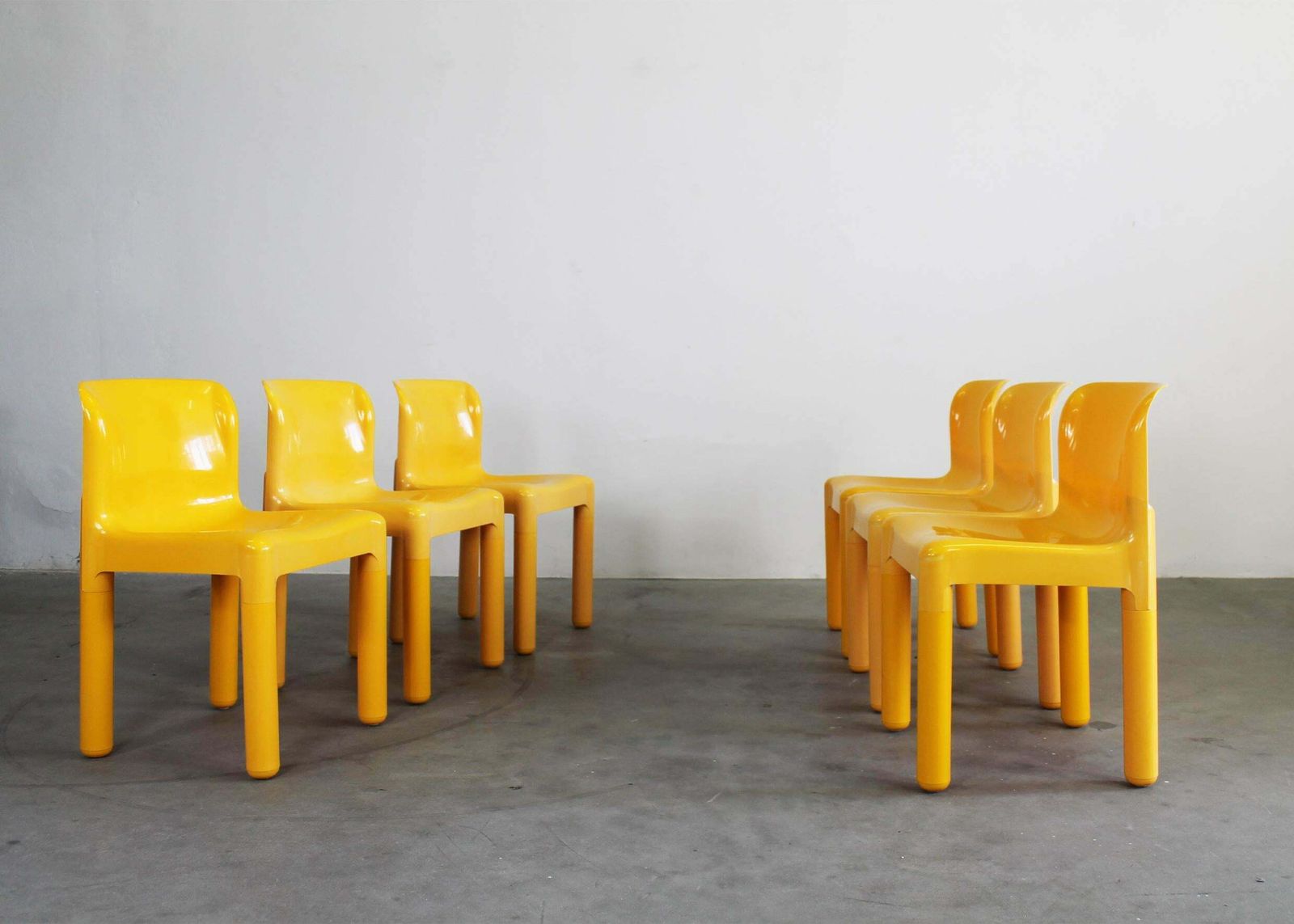 Carlo Bartoli Set Of Six 4875 Chairs In Plastic By Kartell 1980s photo furniture