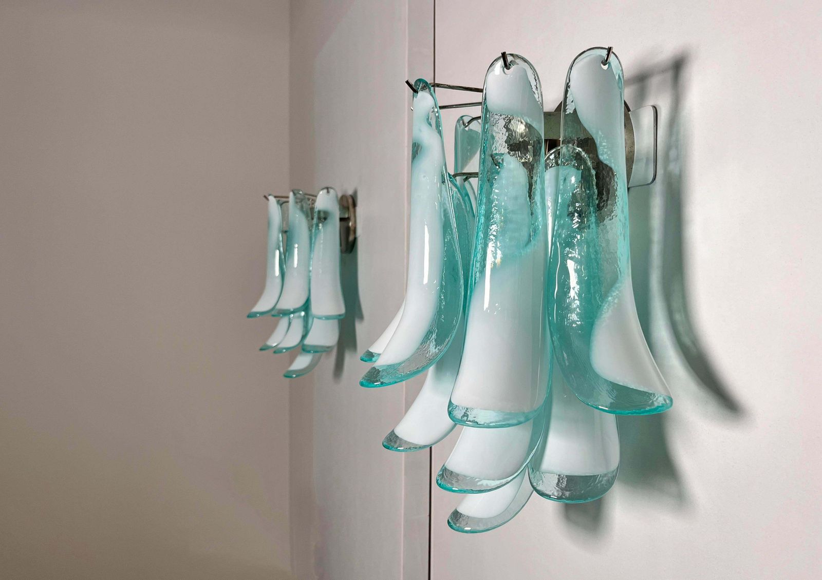photo for sale Pair Of Italian Petal Murano Sconces