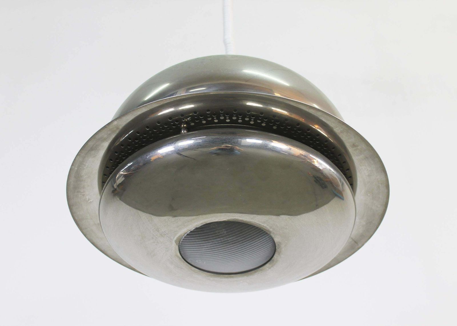Tobia Scarpa Nictea Pendant Lamp In Nickel Plated Brass By Flos 1960s photo vinterior