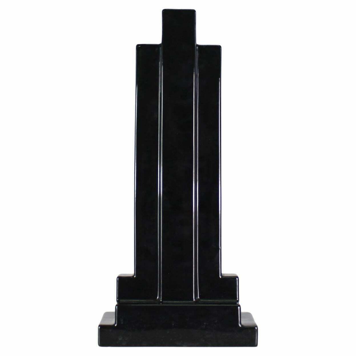 Ettore Sottsass Y15 Vase In Black Enameled Ceramic Yantra Series Poltronova 70s photo for sale