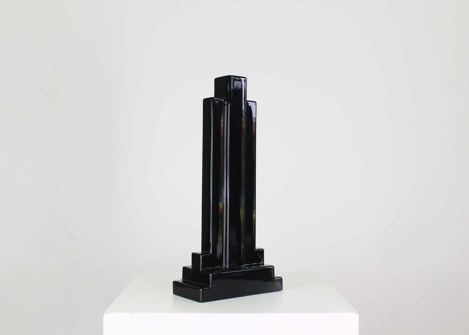 Home Decor Ettore Sottsass Y15 Vase In Black Enameled Ceramic Yantra Series Poltronova 70s photo