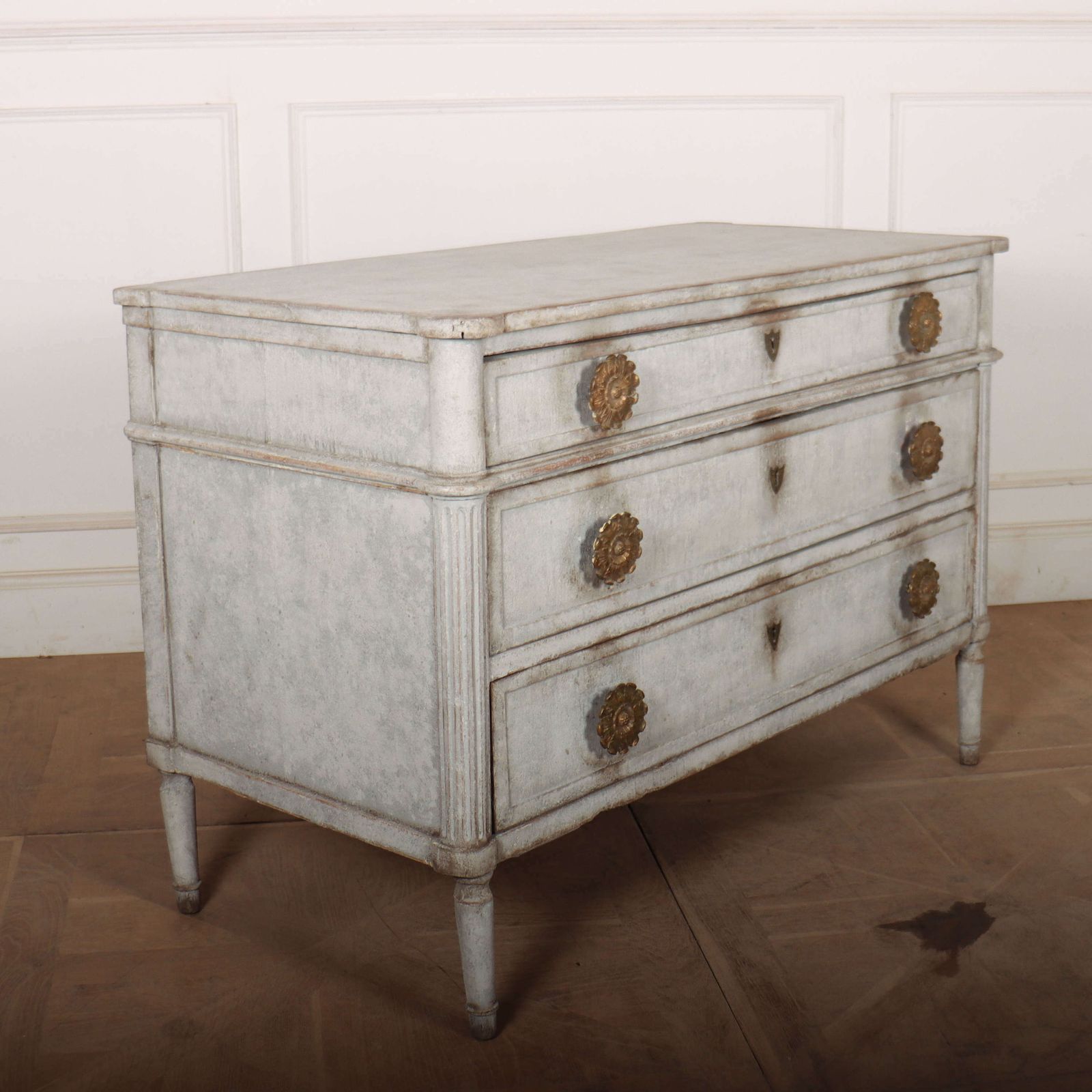 French Painted Oak Commode, 1800s photo vintage