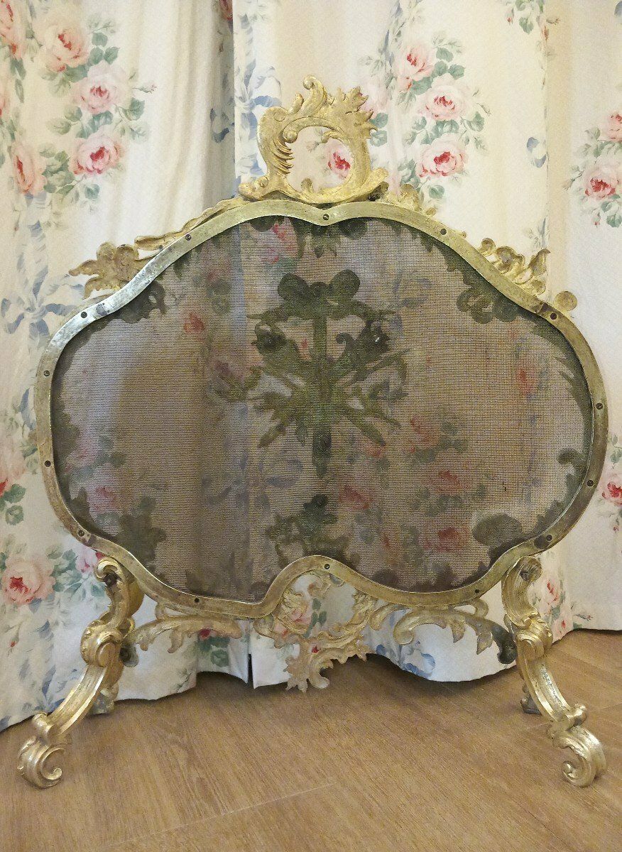 Louis XV Style Fire Screen, 1800s photo Home Fixtures