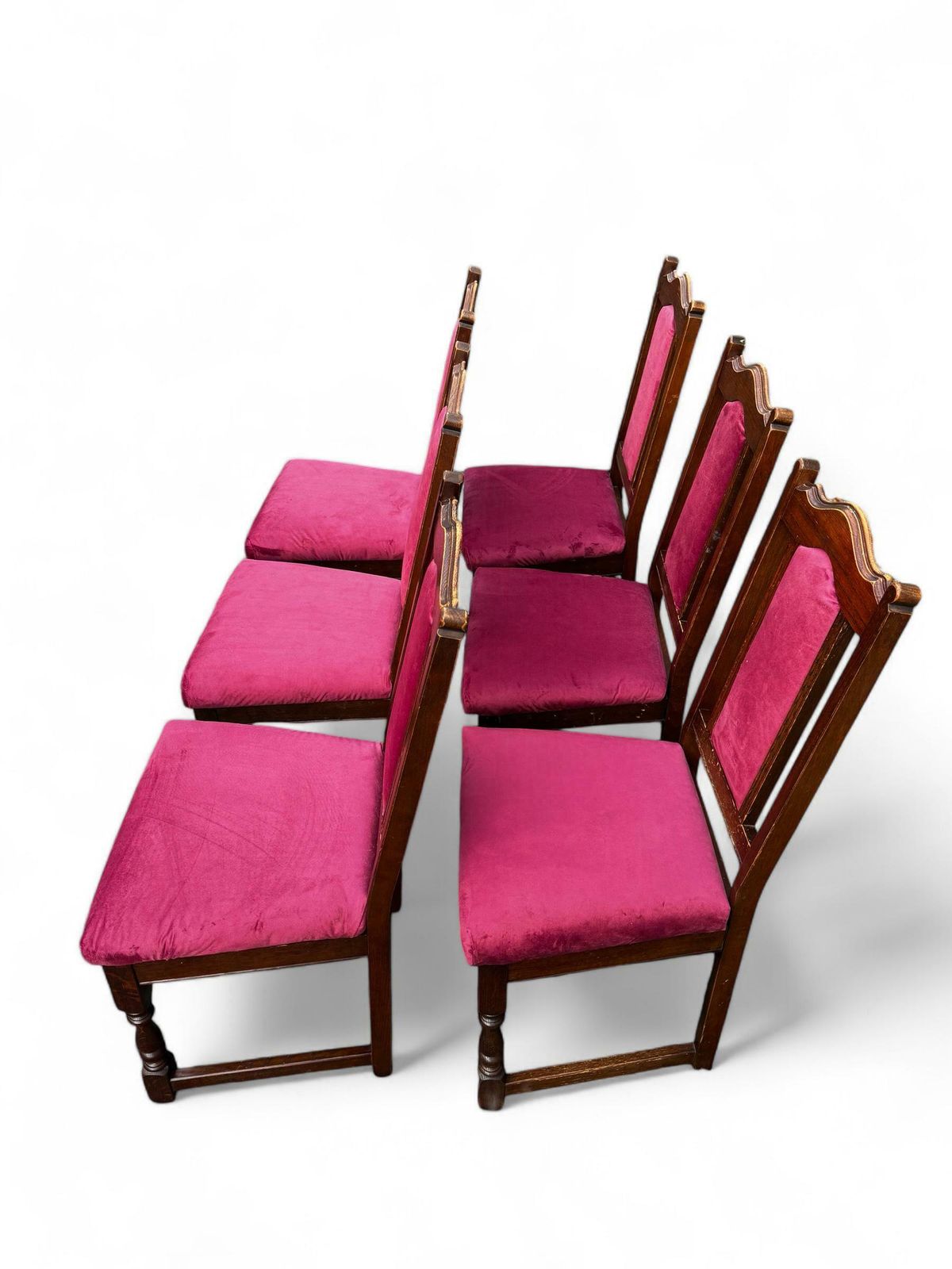 Vintage Old Charm Wood Bros Oak Dining Chairs C1970 / Solid Oak Wooden Frames / Set Of 6 photo buy