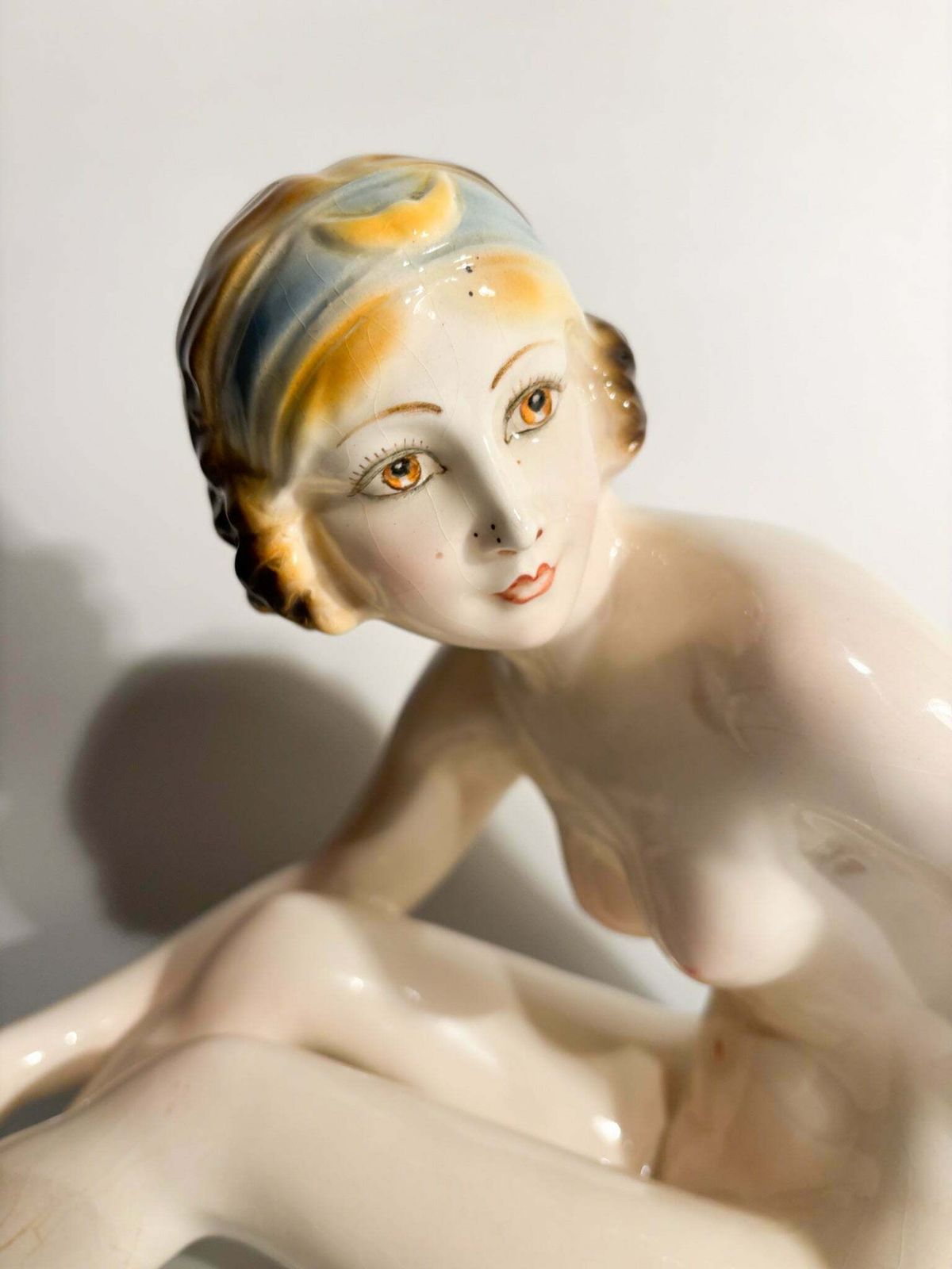 Art Deco Sculpture Of Female Nude In Ceramic 1930s photo vinterior