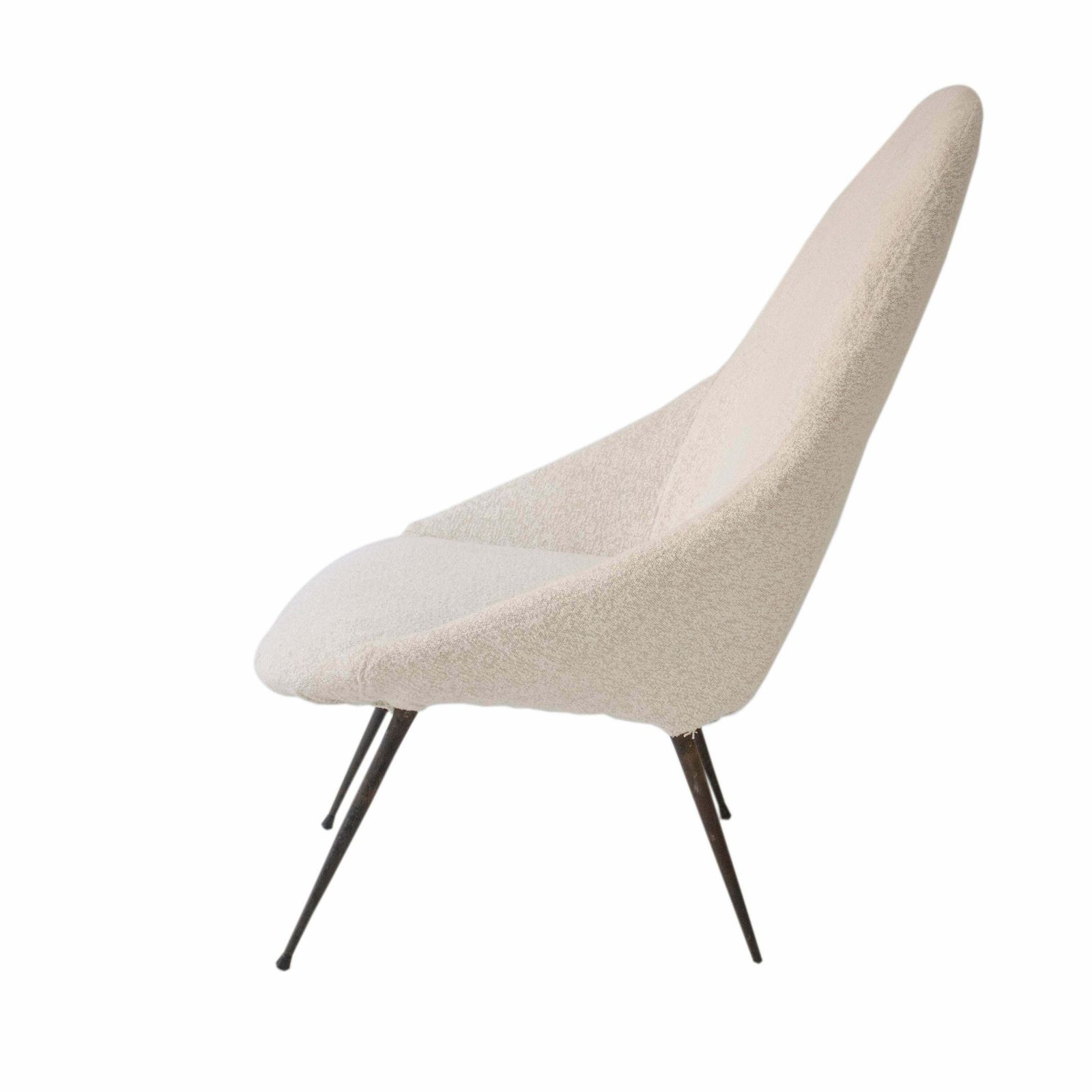 Armless Armchair Upholstered In Chenille. Italy, 1950. photo for sale
