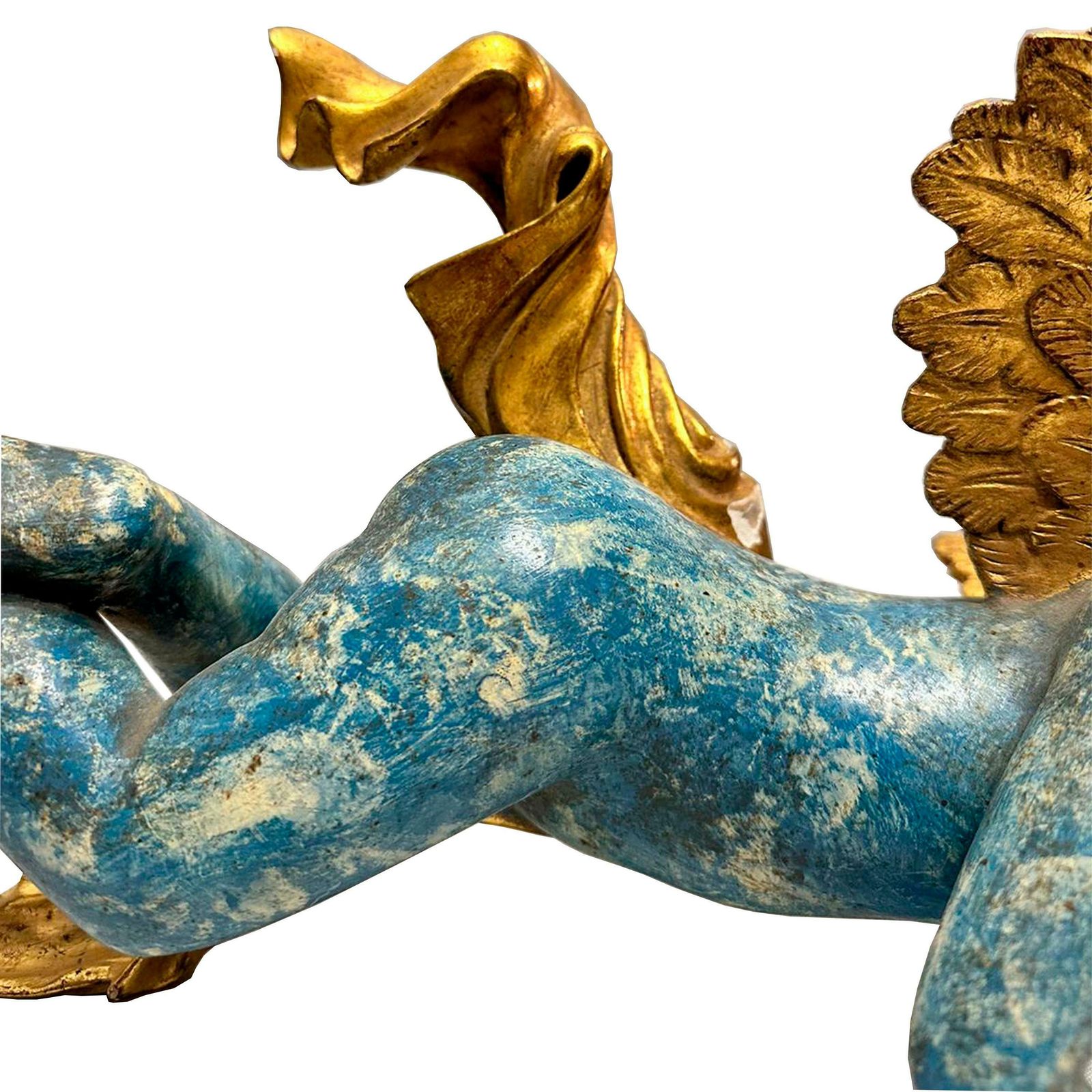 Hand Carved Cherub Sculptures And Polychrome And Gold Leaf. Italy, 19th Century photo vinterior