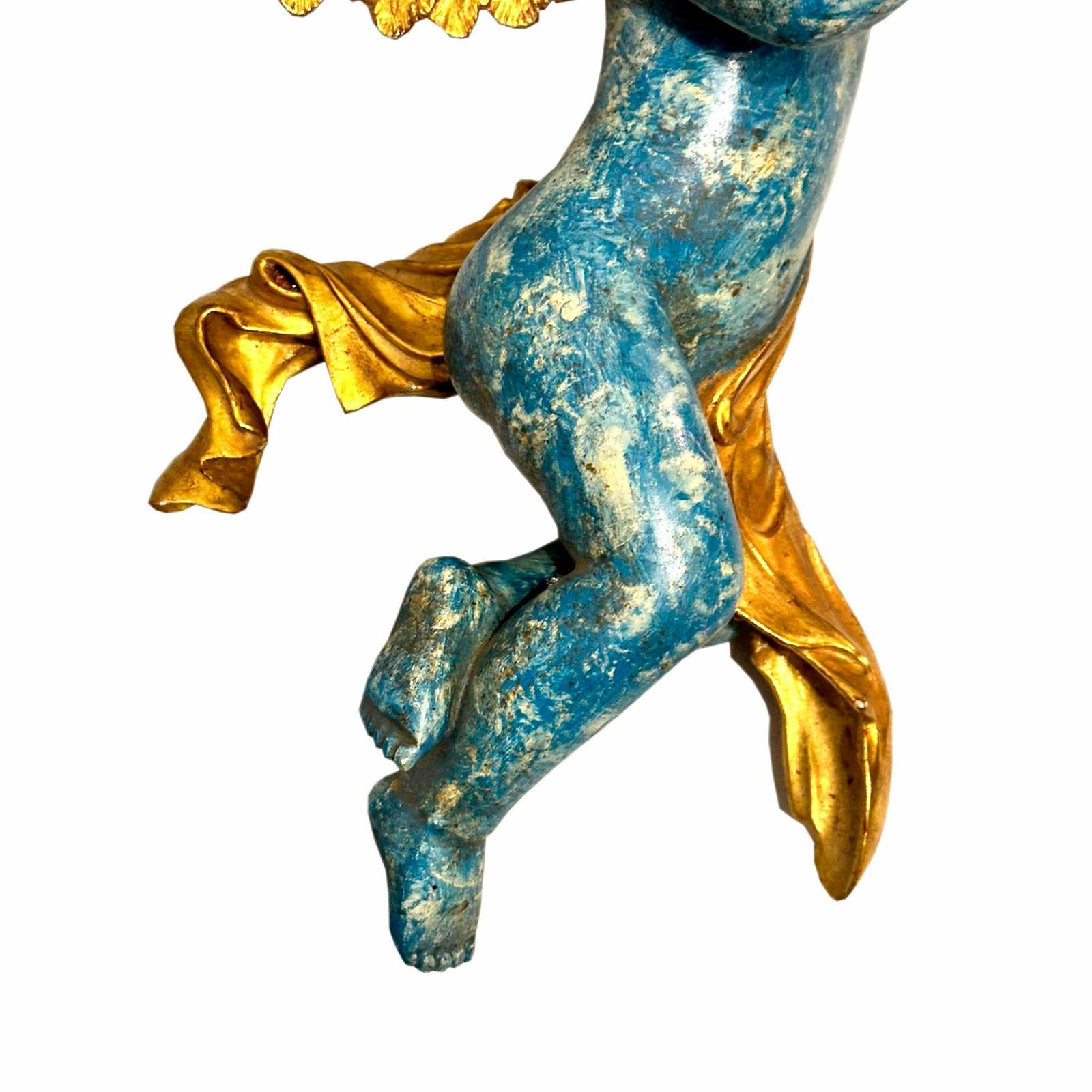 photo for sale Hand Carved Cherub Sculptures And Polychrome And Gold Leaf. Italy, 19th Century