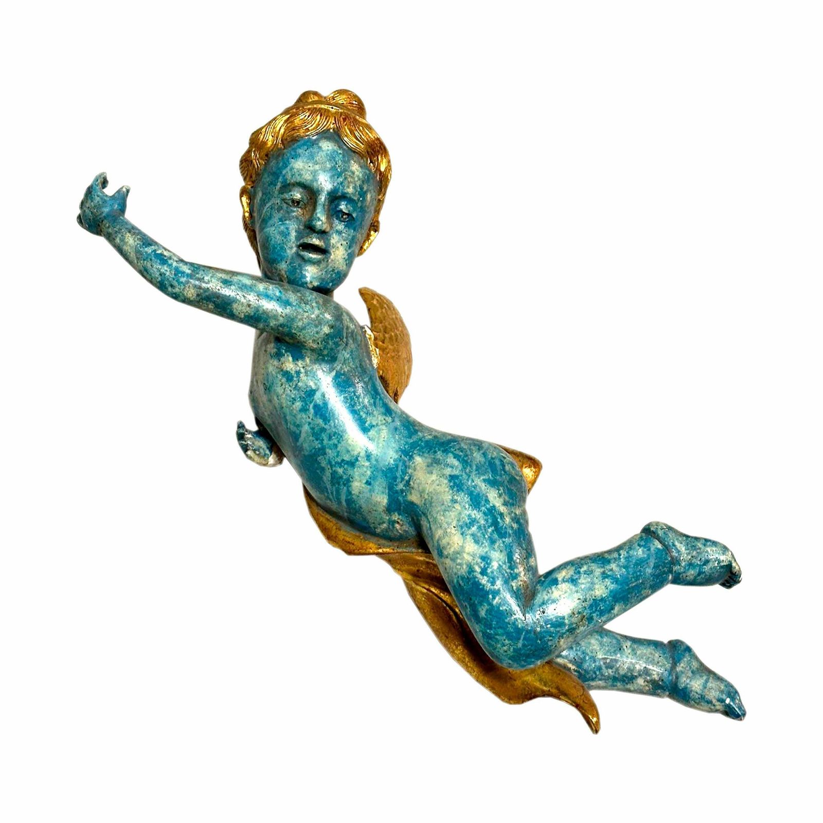 Art Hand Carved Cherub Sculptures And Polychrome And Gold Leaf. Italy, 19th Century photo