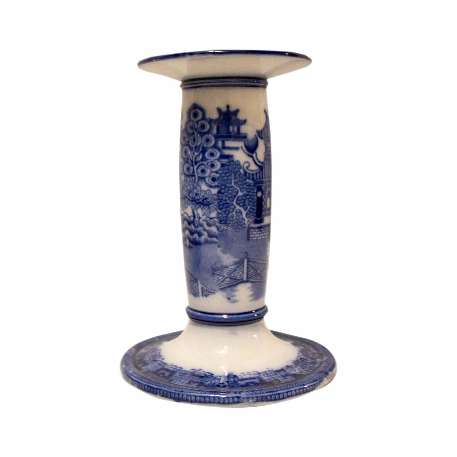 Dounton's Willow Porcelain Cnadlestick. England, Late 19th Century photo Home Decor