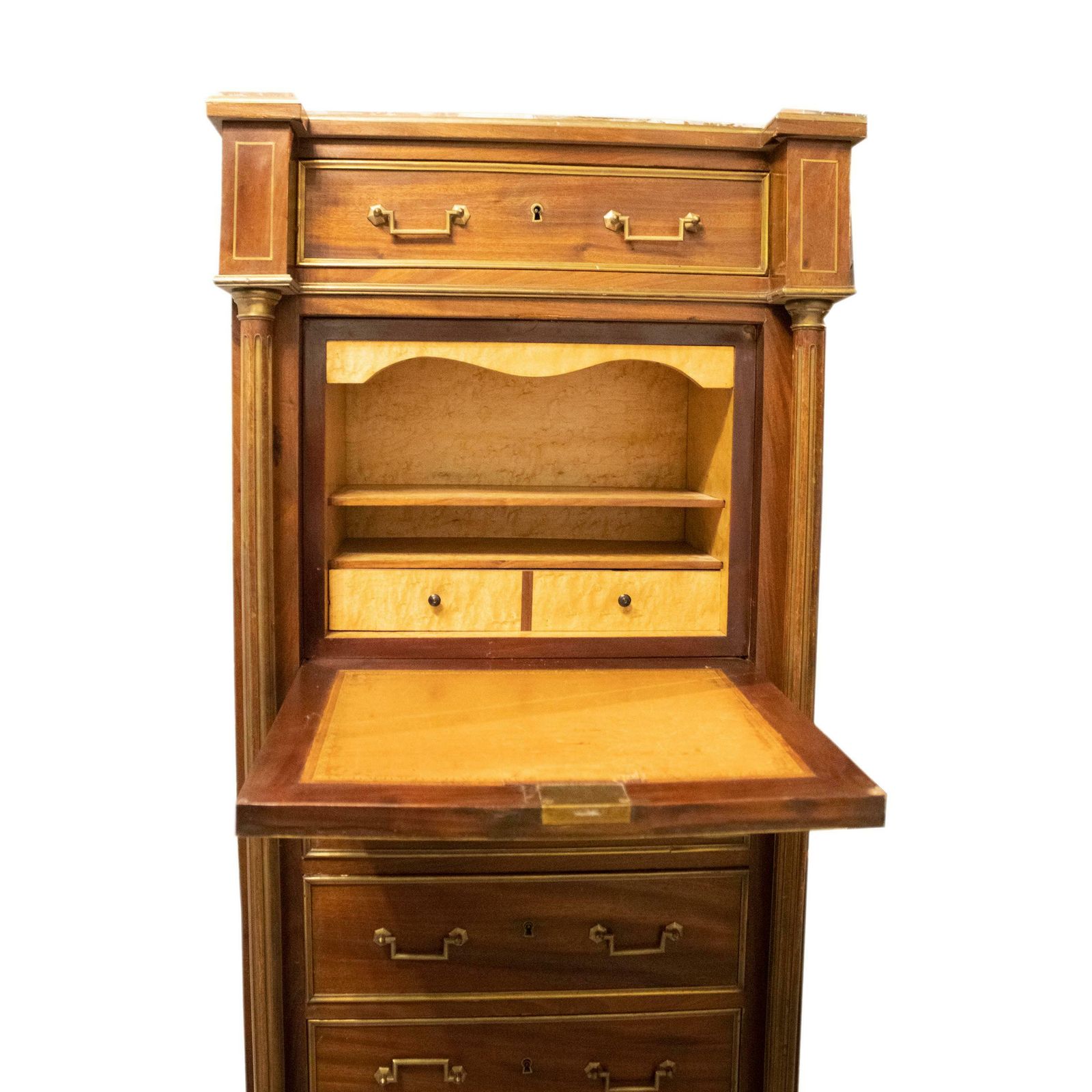 Louis XVI Style Four Drawers Abattant Secretaire. France, 19th Century. photo vintage
