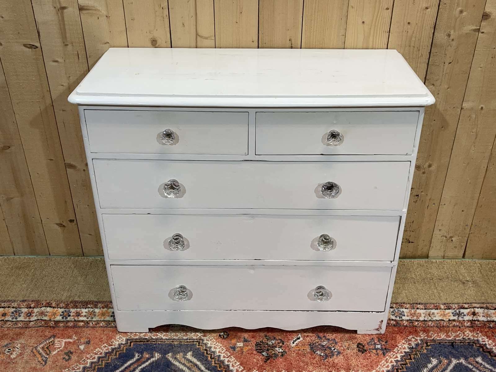 English Chest Of Drawers Painted In Fir With Its 19th Century Glass Buttons photo vintage