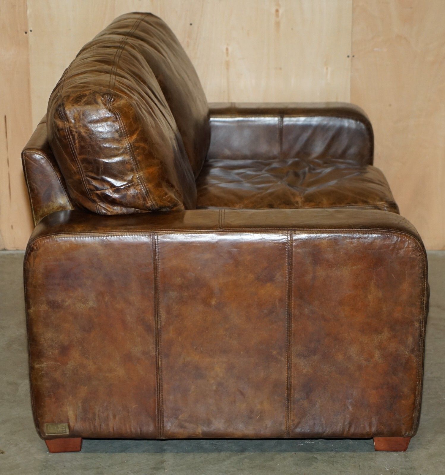 photo buy Vintage Heritage Biker Brown Leather Halo Soho Sofa Which Is Part Of A Suite