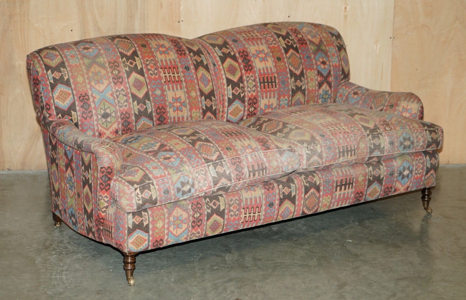 Stunning Vintage George Smith Made For Liberty's London Kilim Three Seat Sofa