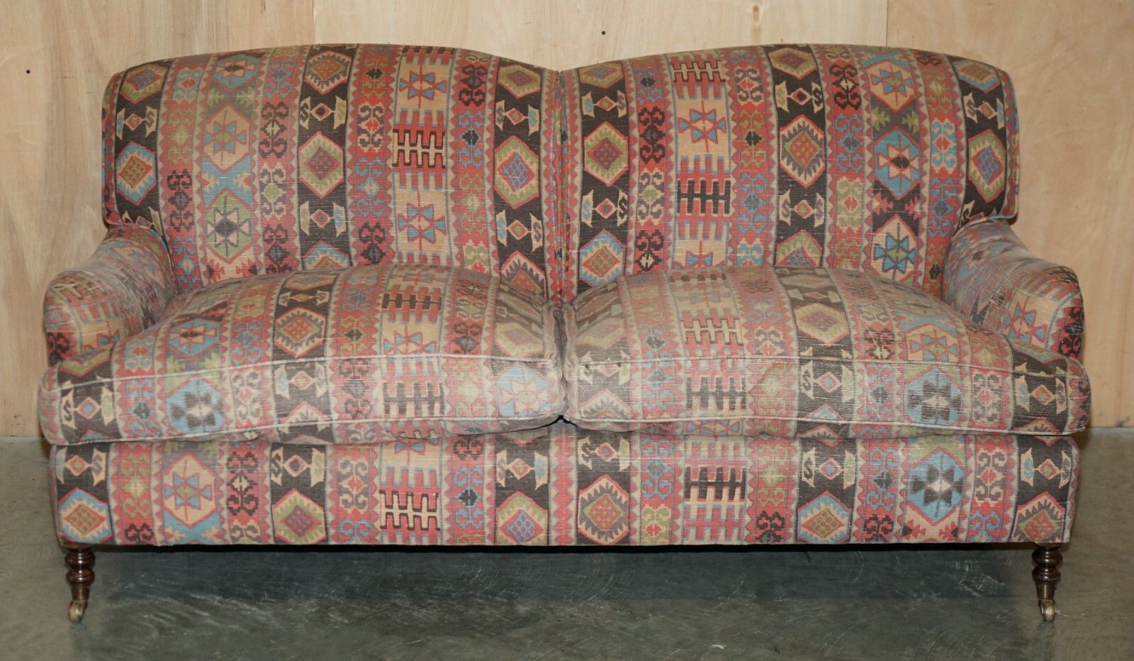 Stunning Vintage George Smith Made For Liberty's London Kilim Three Seat Sofa photo for sale