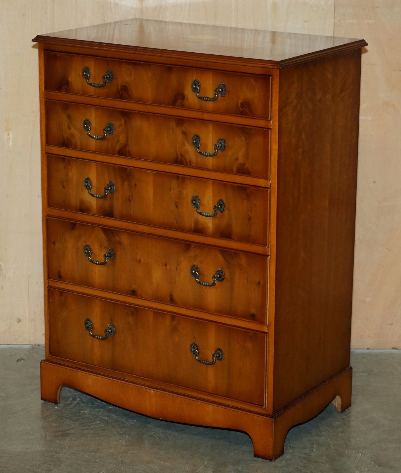photo buy Pair Of Very Large 110cm Tall Sheraton Revival Burr Walnut Chests Of Drawers
