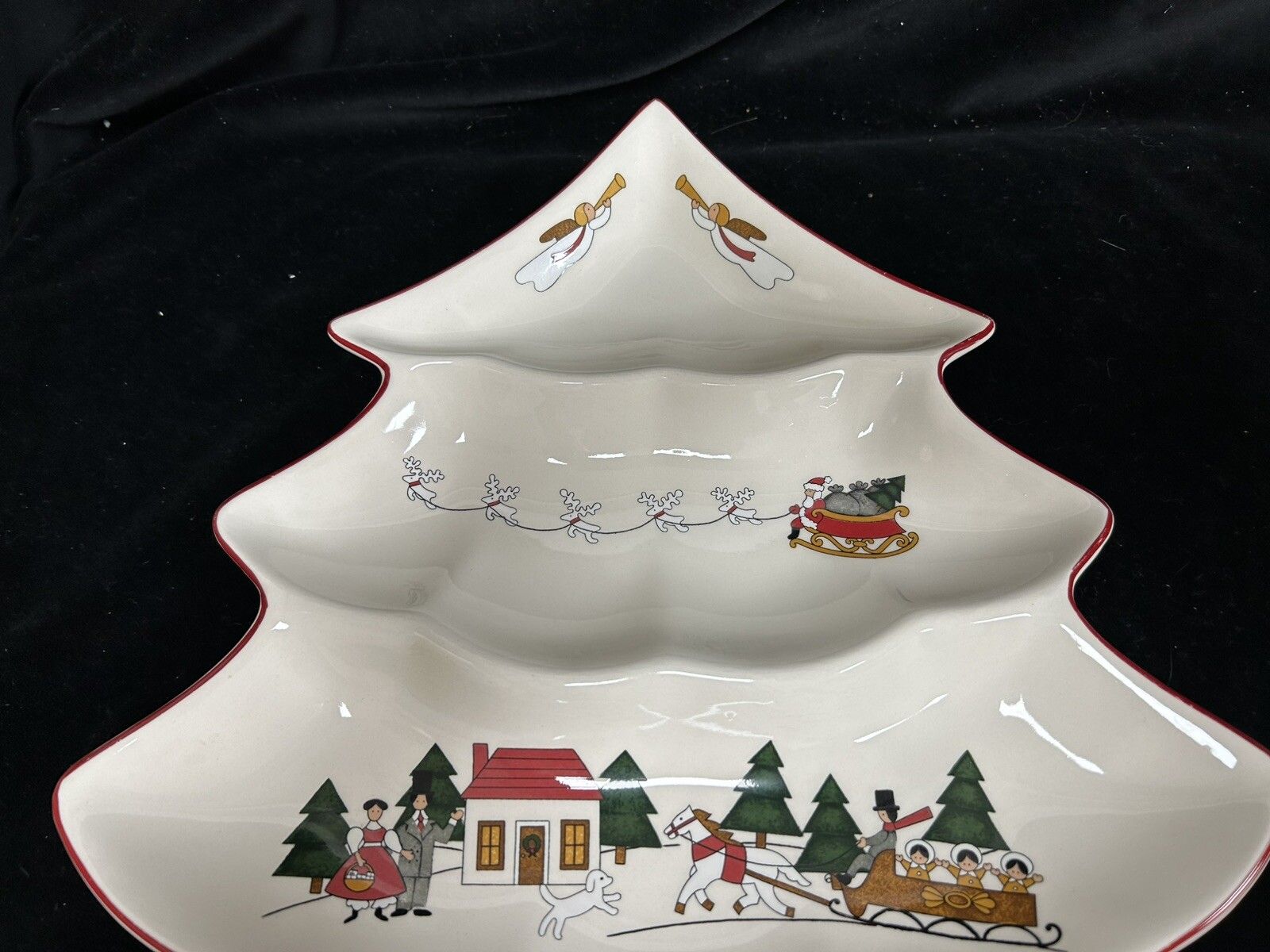 Mason's Christmas Village Christmas Tree Serving Dish Vgc 14ins photo vinterior
