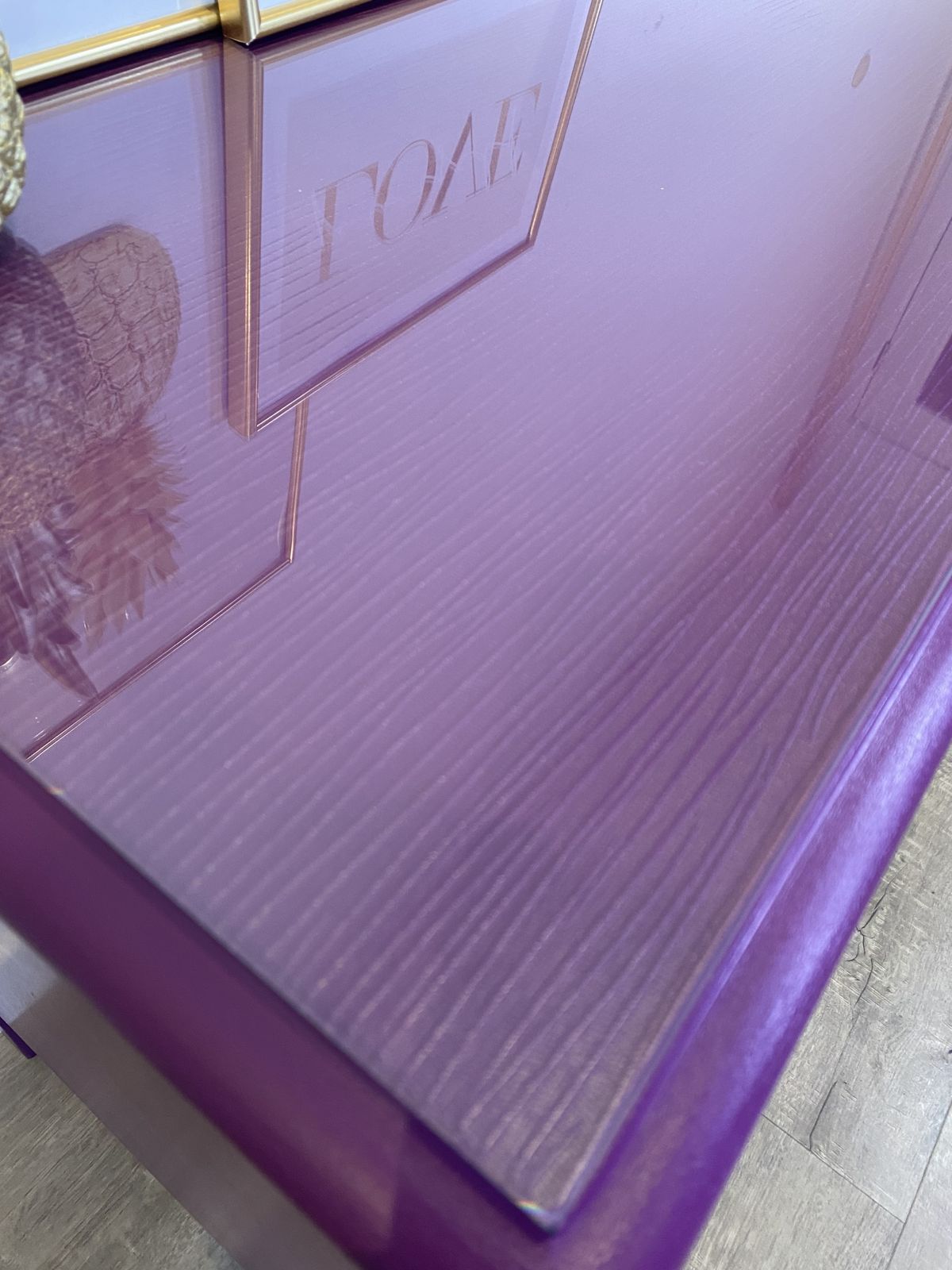 Furniture Vintage Harris Lebus Chest Of Drawers Painted In Bright Purple photo