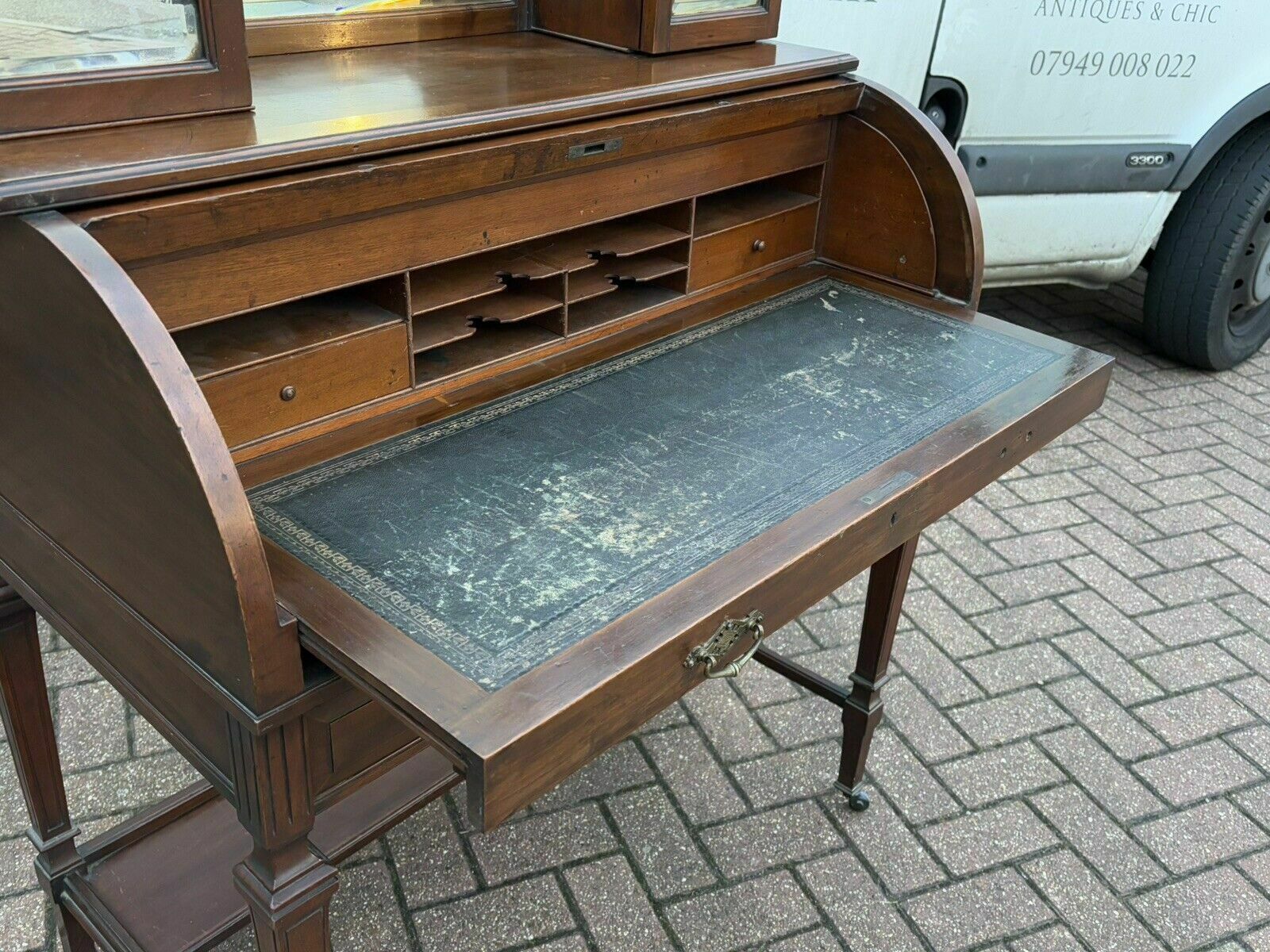 Furniture Victorian Satin Walnut Roll Top Desk With Fitted Interior , Loads Of Storage. photo