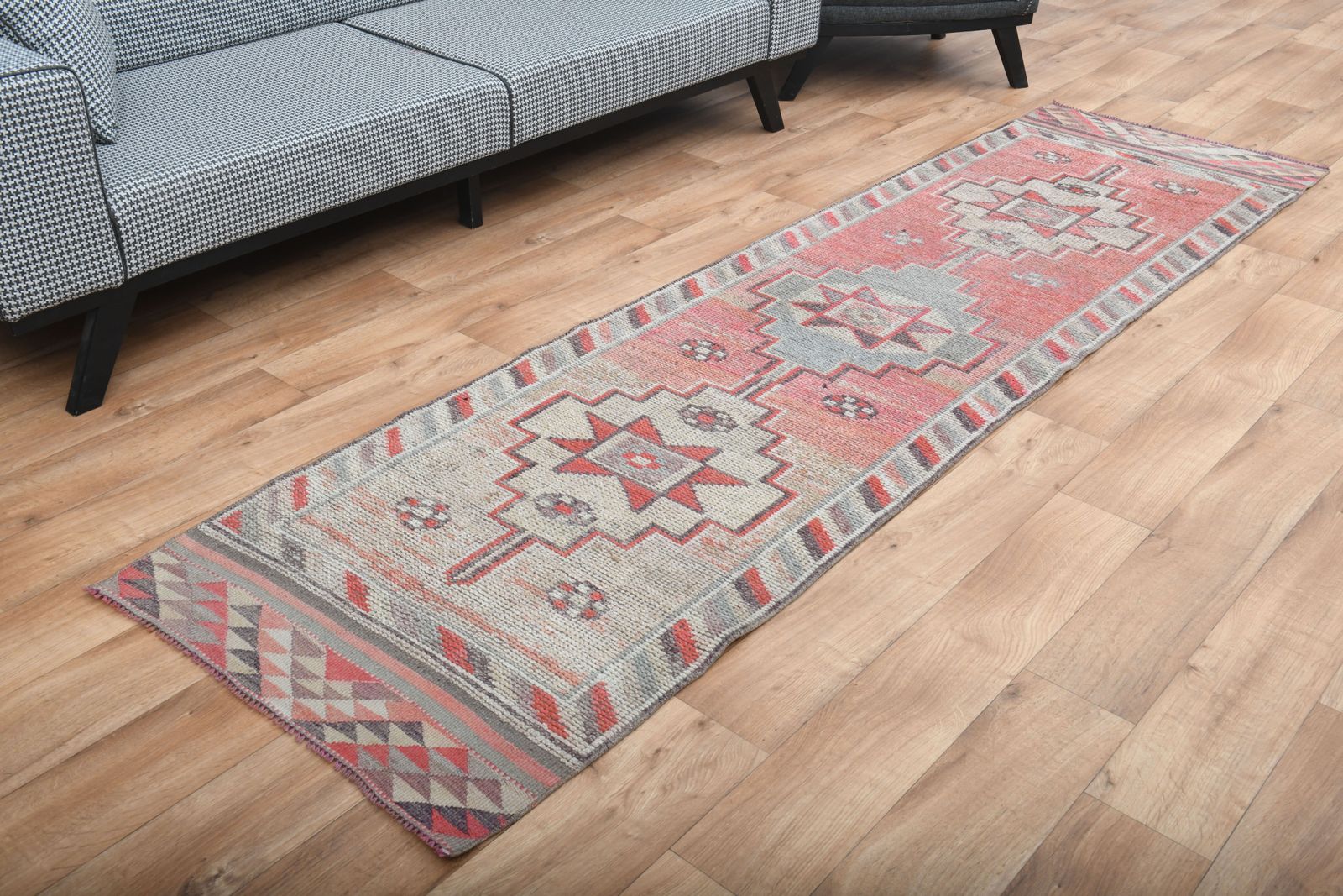 80x296 Turkish Runner Rug, Mid Century Modern, Washable, Entryway Rugs, Hallway Decor, Stair Decor photo vintage