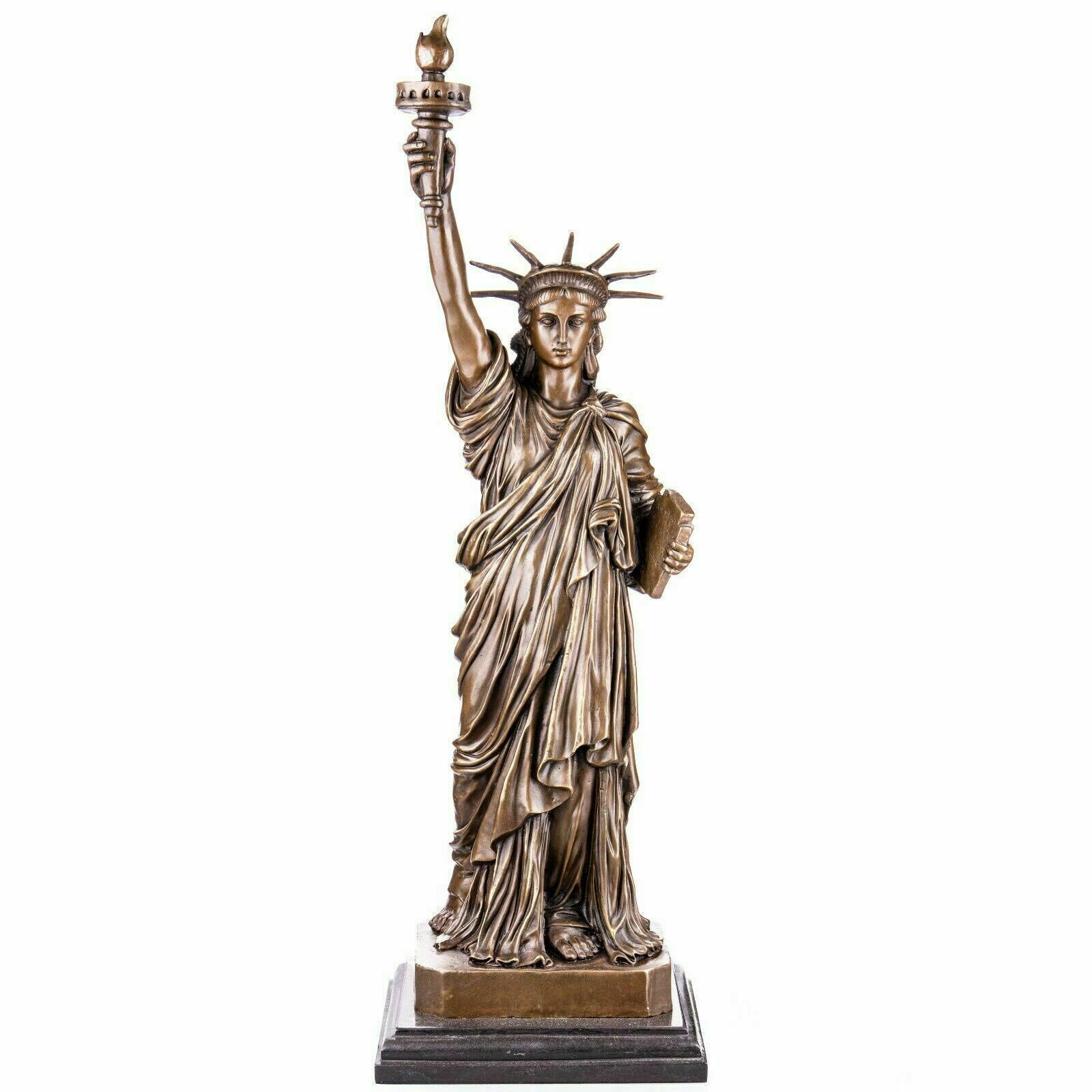Statue Of Liberty Bronze Sculpture, Large Modern Bronze Statue On Marble Base, America USA Symbol New York City Icon