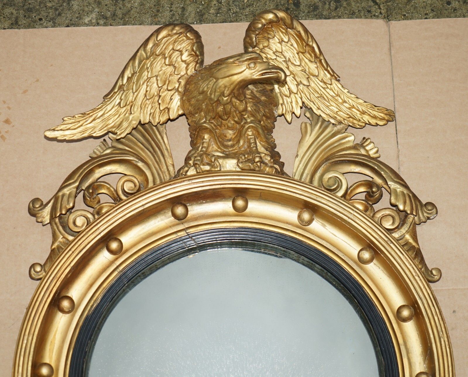 Antique Regency Cir 1820 Alban Vokins Gold Giltwood Convex Bullseye Eagle Mirror photo furniture