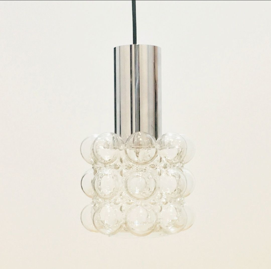 Mid Century Bubble Glass & Chrome Plafondlamp Van Helena Tynell Voor Limburg, Duitsland, Jaren 1960 photo for sale