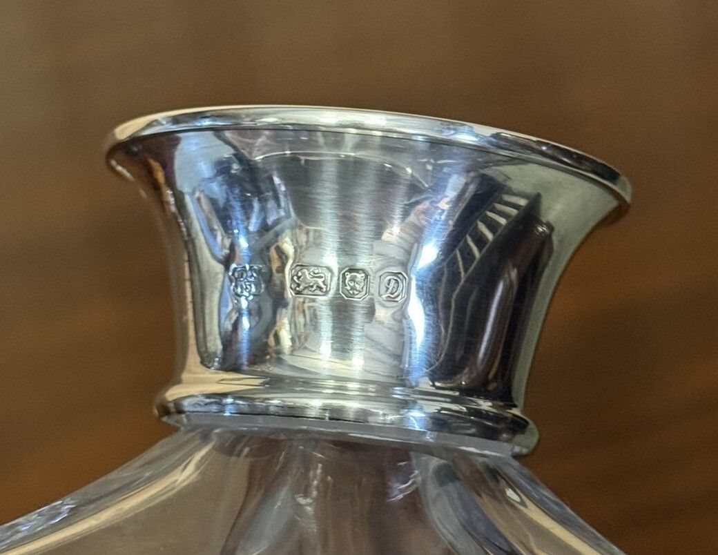 Home Decor Fine 1978 Antique David Shaw Whisky Spirit Decanter With Sterling Silver Collar photo