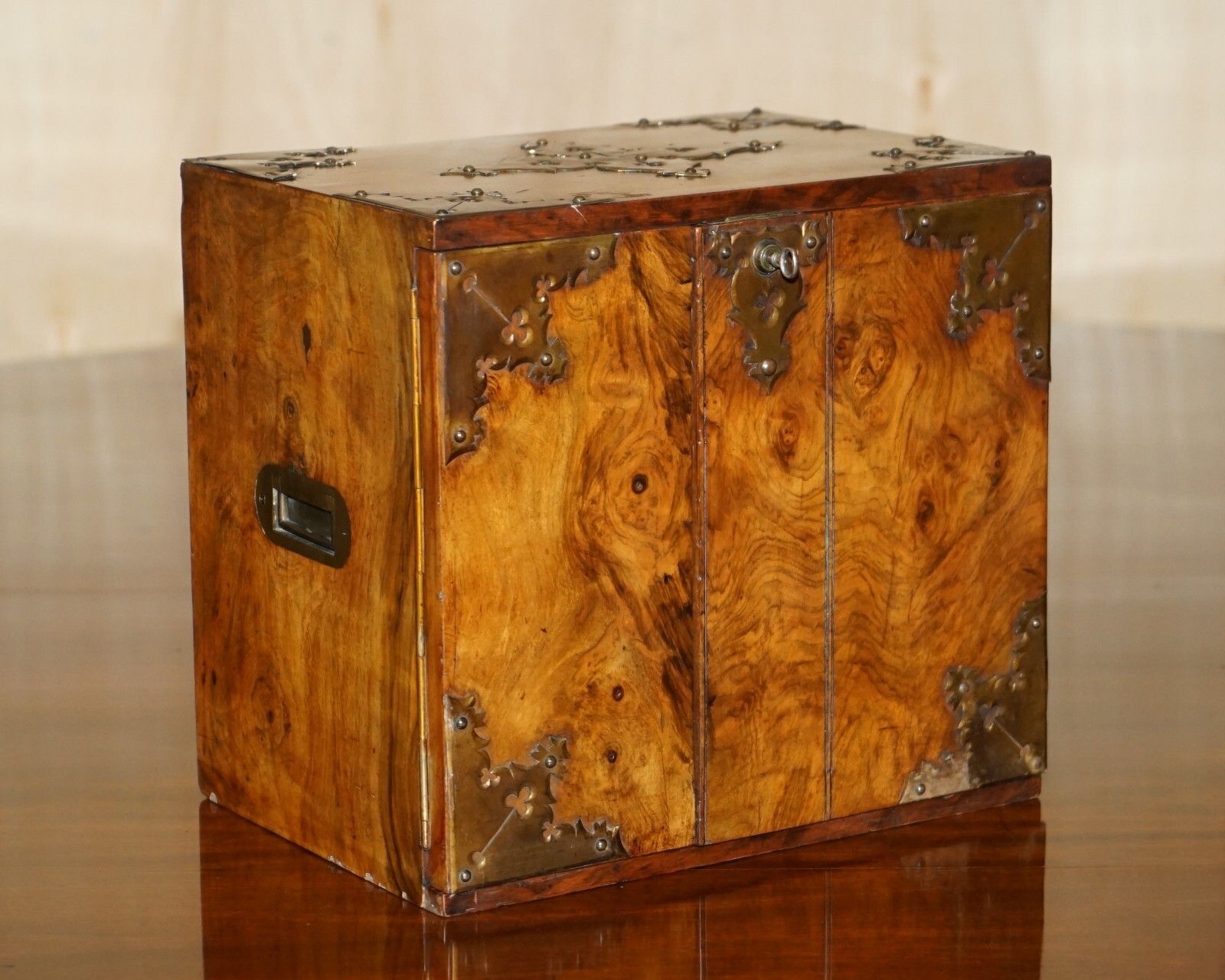 Exquisite Antique Regency Circa 1820 Burr Walnut & Brass Cigar Humidor Chest photo furniture