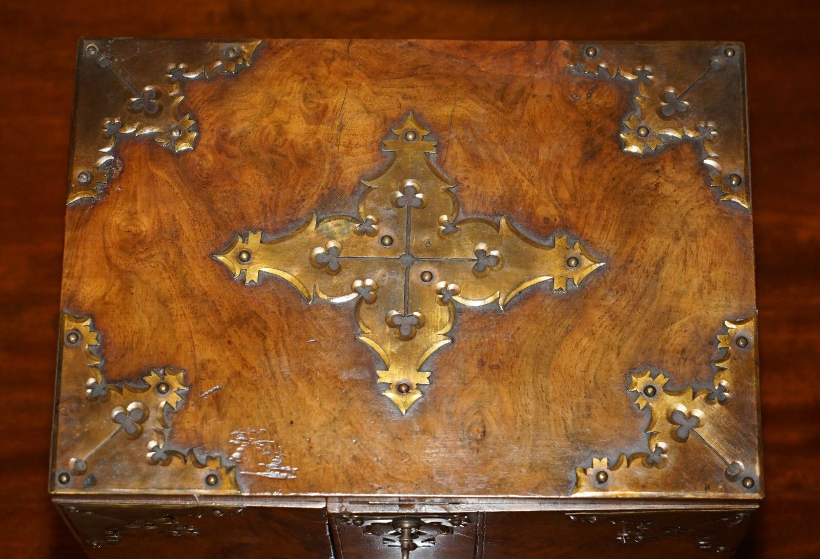 Exquisite Antique Regency Circa 1820 Burr Walnut & Brass Cigar Humidor Chest photo Furniture
