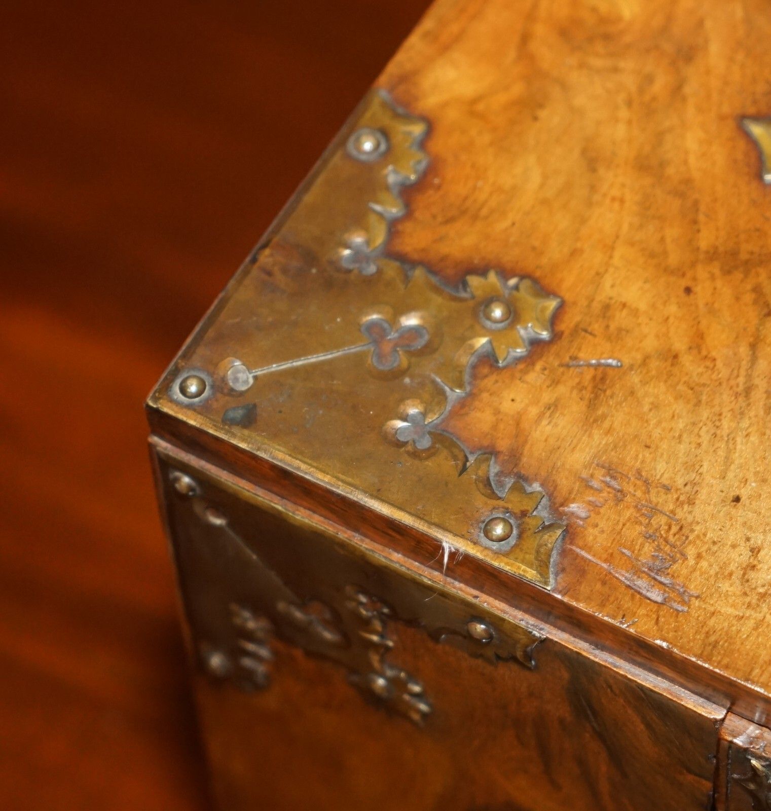 Exquisite Antique Regency Circa 1820 Burr Walnut & Brass Cigar Humidor Chest photo 2350.0